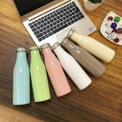 【水樽杯子】簡約可愛純色不銹鋼牛奶瓶可訂製保溫杯BG26-1