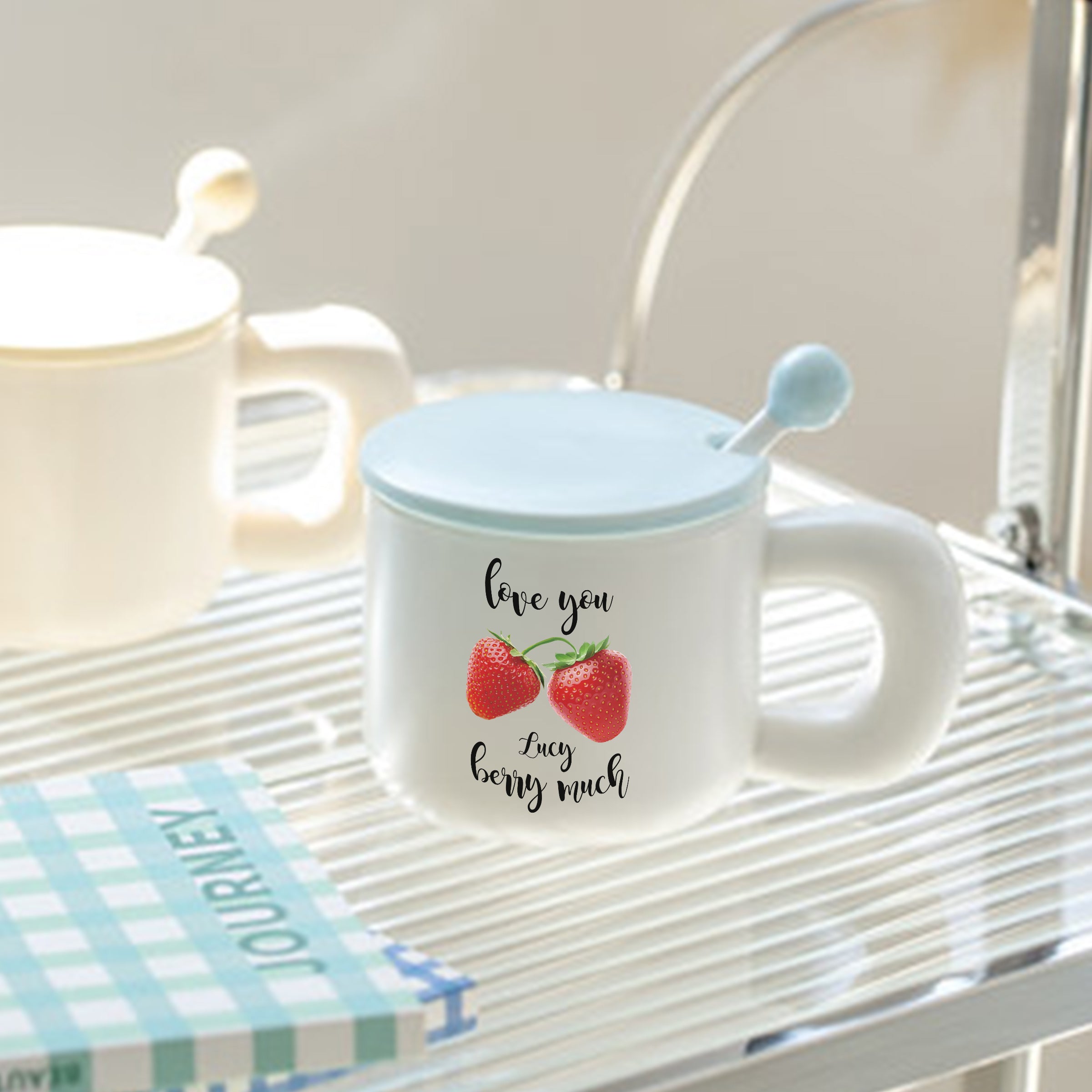 【情人節系列】可愛訂製糖果色陶瓷帶蓋馬克杯 客製情侶對杯BG33-18