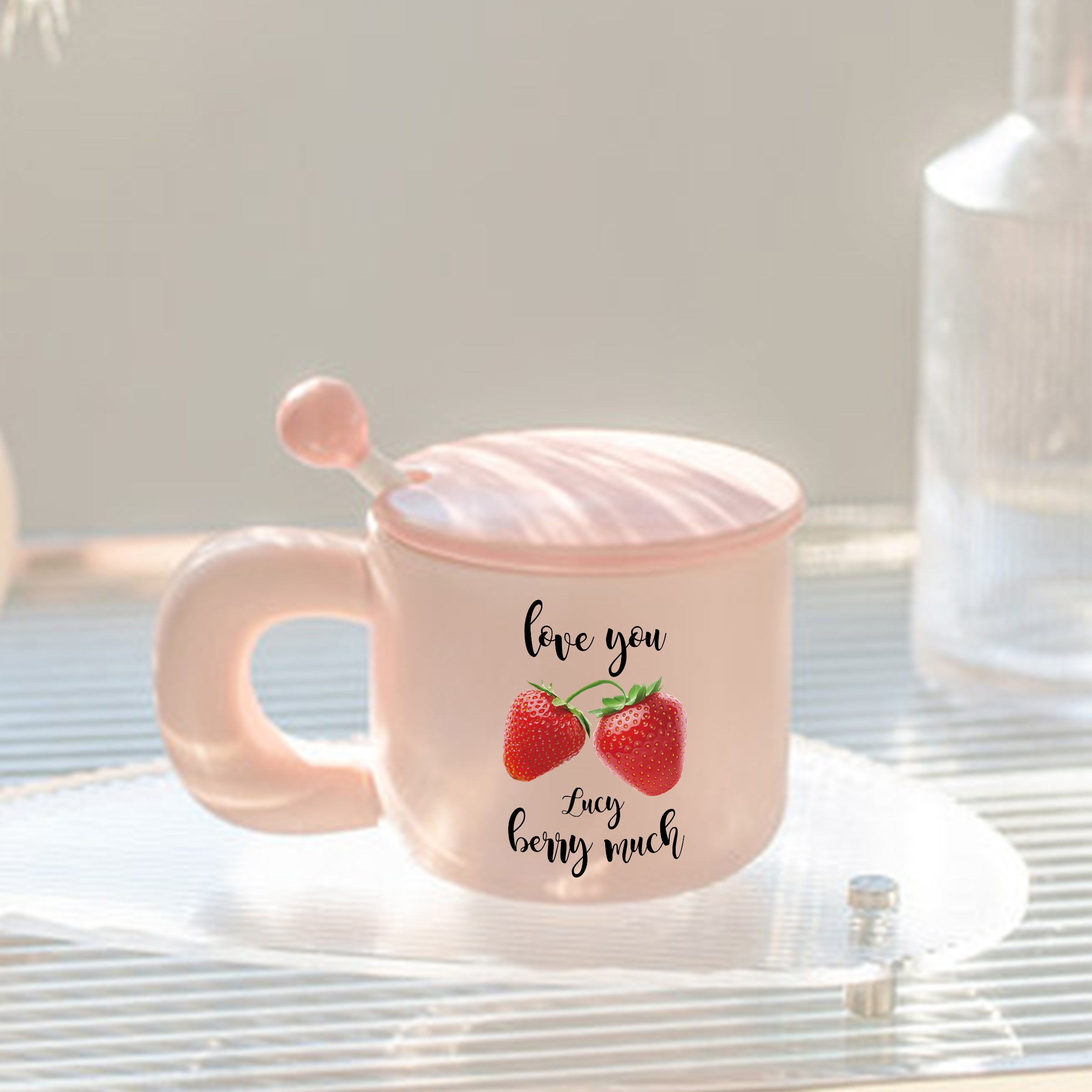 【情人節系列】可愛訂製糖果色陶瓷帶蓋馬克杯 客製情侶對杯BG33-18