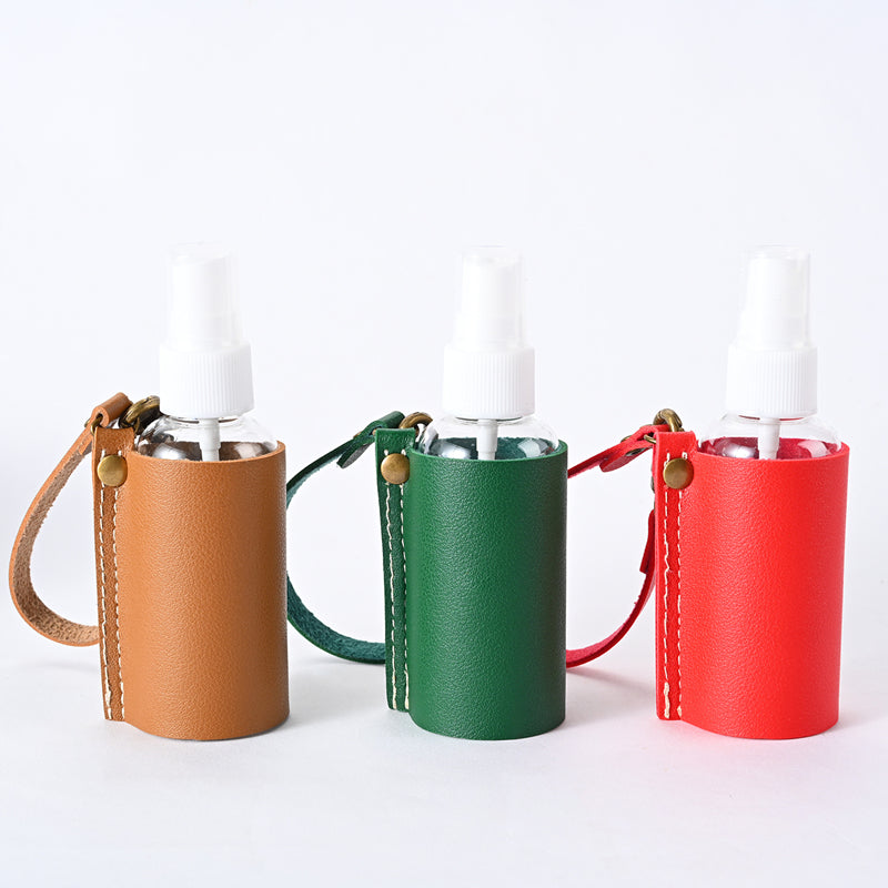 【皮具禮品】60ml消毒免洗洗手液PU皮套學生戶外便攜噴瓶掛包客制BG18-2