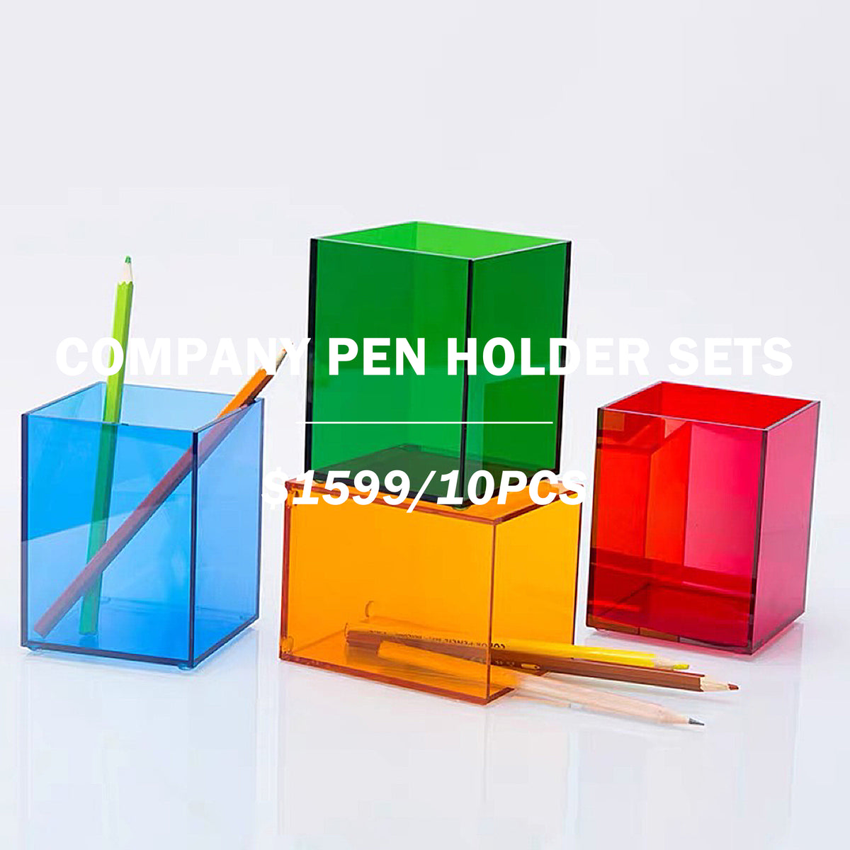 【Company Gifts】 Acrylic Pen Holder & Storage Container      Customization Acrylic Pen Holder & Storage Container Printing Logo X 10 pcs |亞克力筆筒10件套裝訂製 文具收納筒訂製