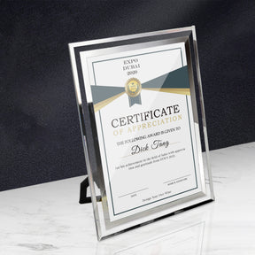 Exhibition Certificate Customization | 水晶玻璃榮譽證書A4展會頒獎證書相框擺件定制