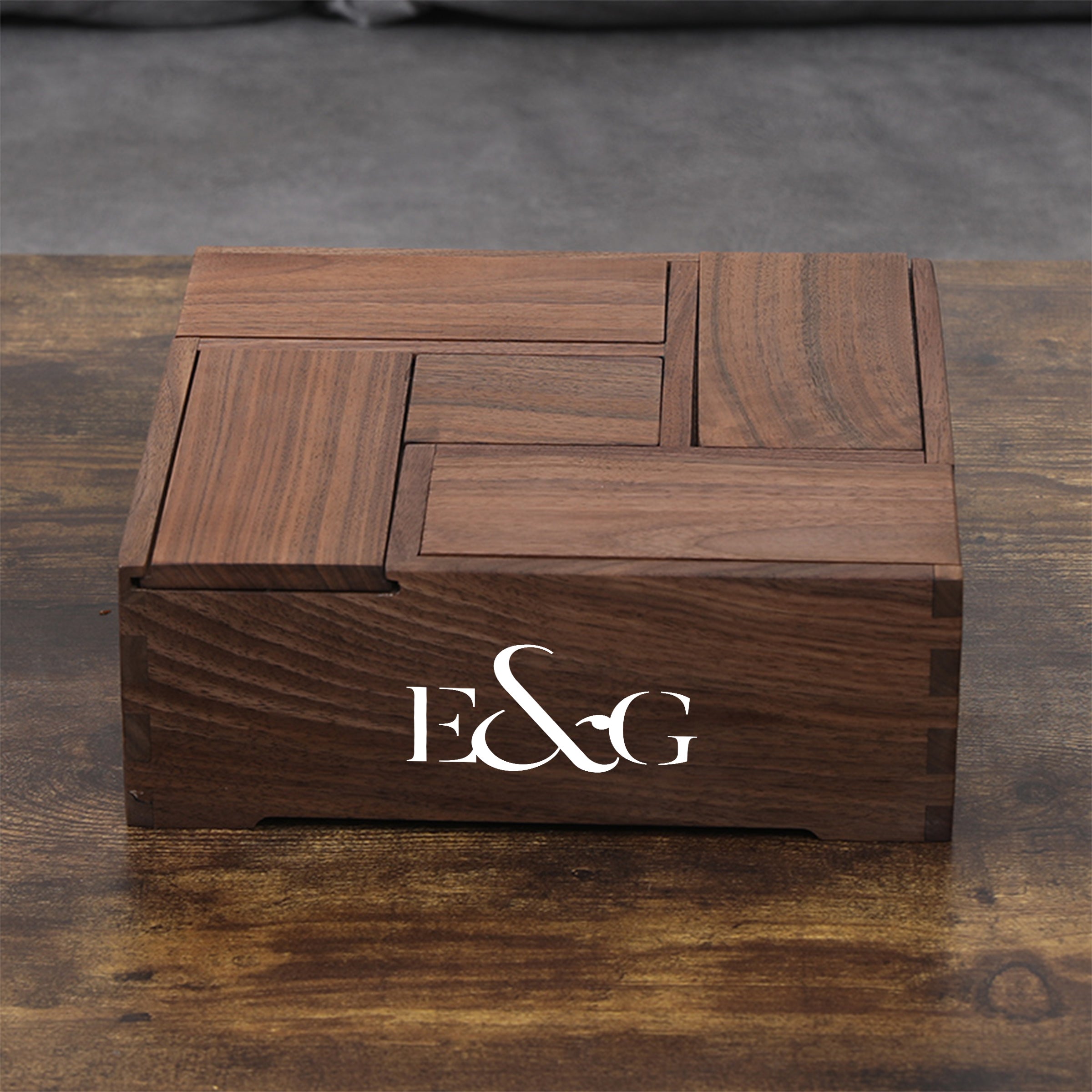 【家居系列】黑胡桃木多寶盒 客廳家用帶蓋分格實木堅果收納盒BG23-50