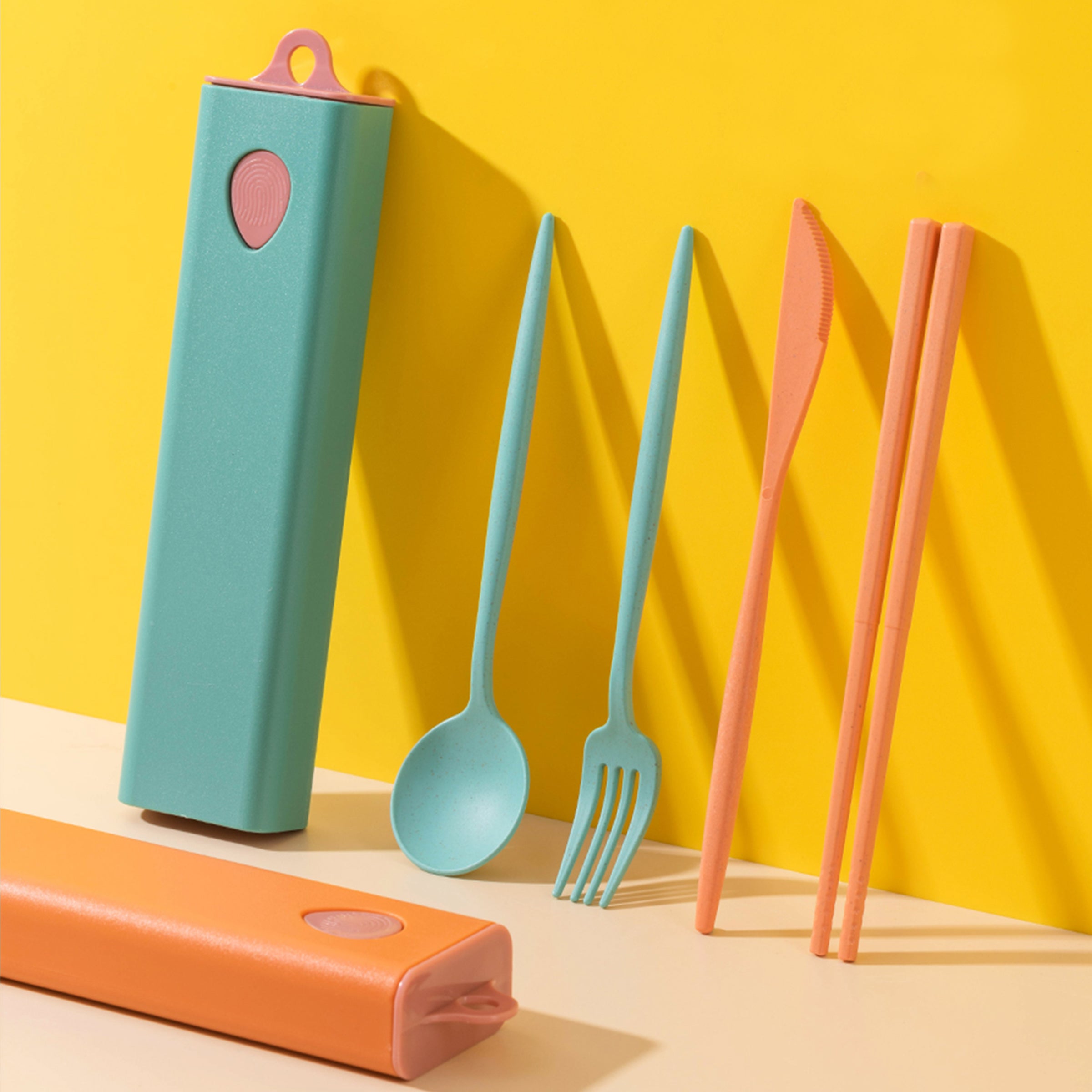Four-piece Wheat Straw Tableware Portable Set | 小麥秸稈餐具便攜套裝筷子四件套勺子收納盒BG17-12