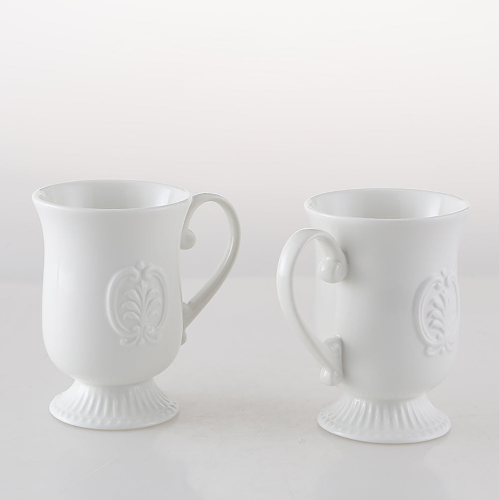 【水樽杯子】歐式浮雕白宮廷風 下午茶陶瓷馬克杯家用早餐杯