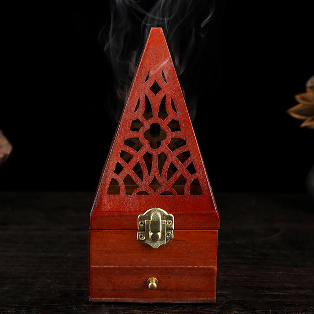 【家居系列】木質塔香爐木質熏香盒金字塔沉香木盒訂製