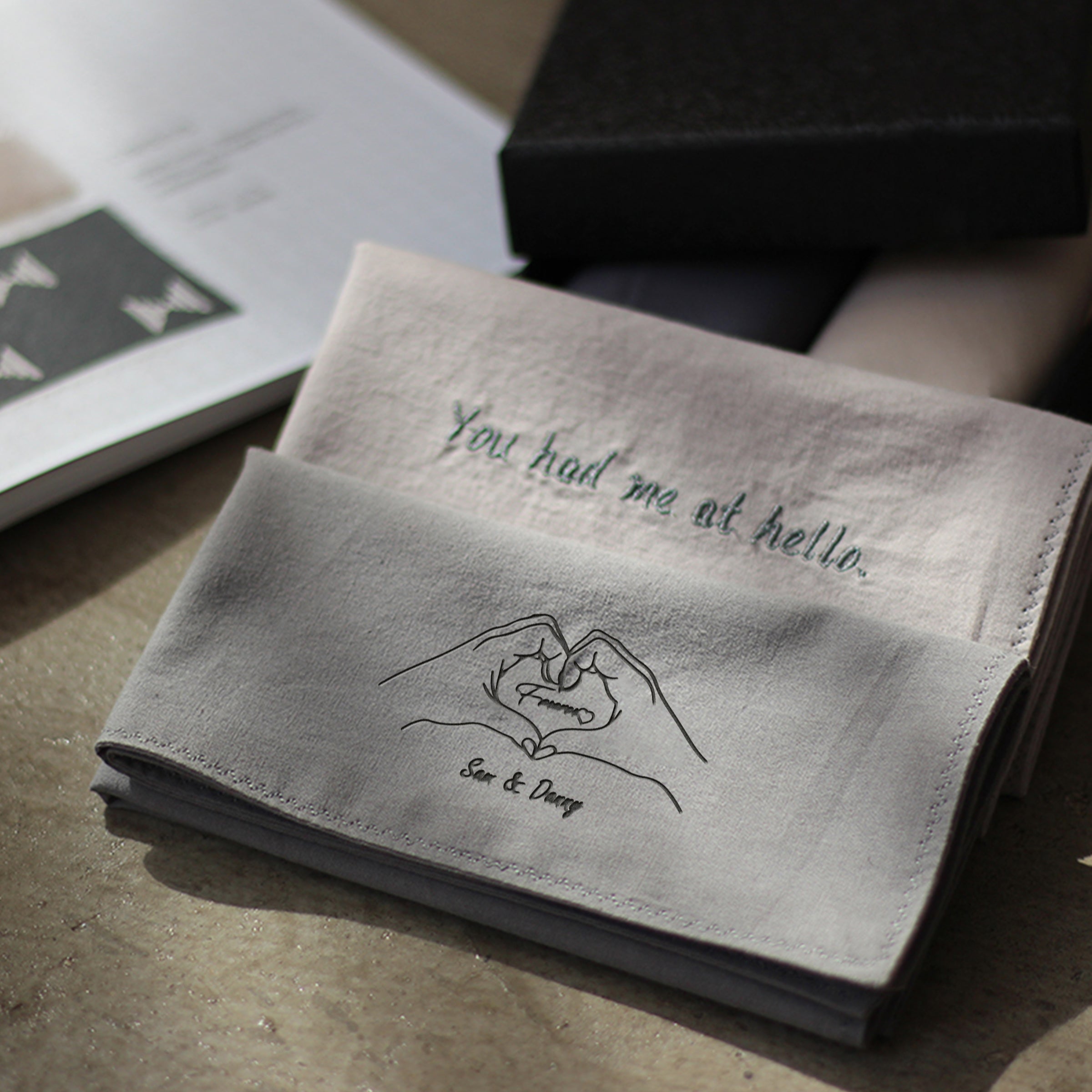 【情人節系列】莫蘭迪色系手絹 客製刺繡情侶禮物BG33-21