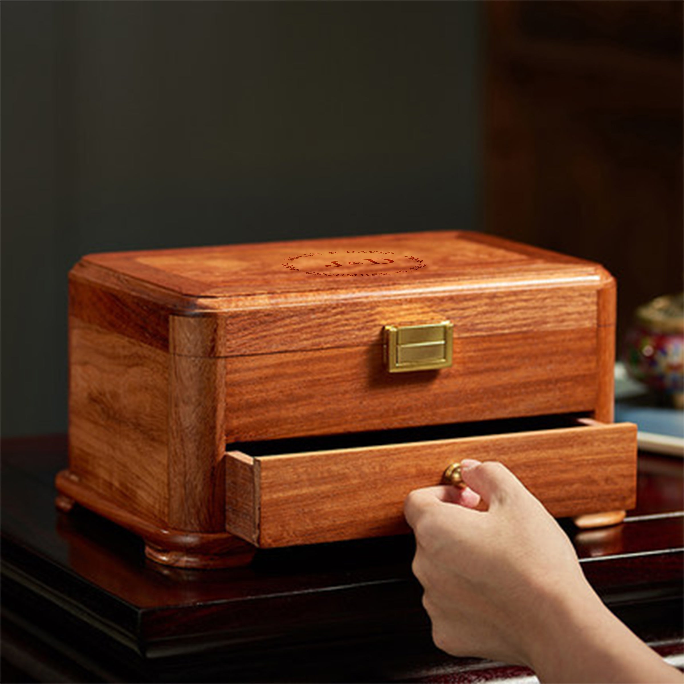 【男士禮物】緬甸花梨木客製logo手錶盒 男士訂製皮帶收納盒BG09-30