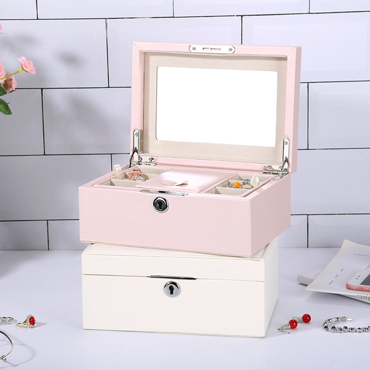 PU Homeware Jewelry Box | 精緻首飾盒 雙層大容量首飾珠寶收納盒定制