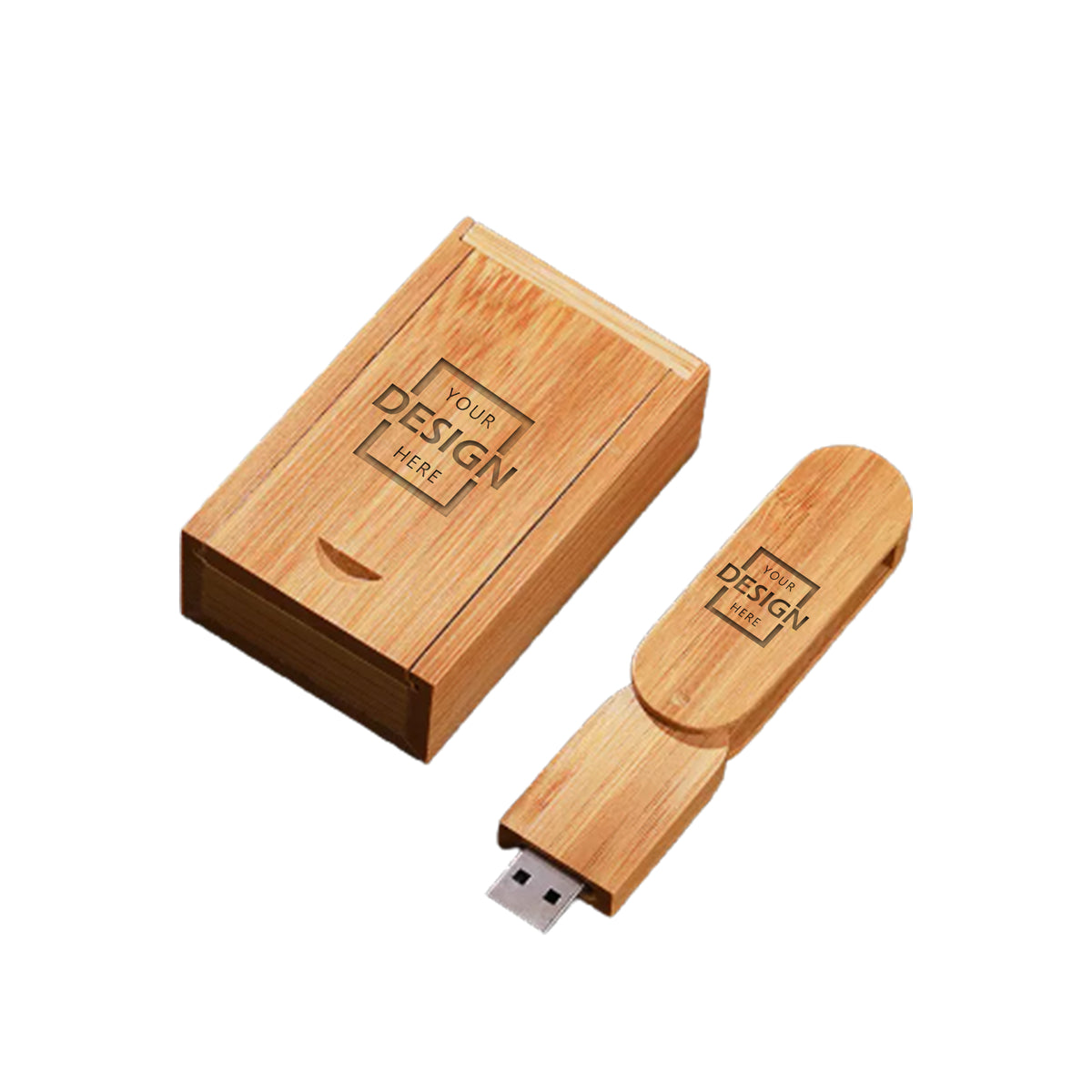 Portable Electronic USB | 復古創意典實木質旋轉商務紀念定制