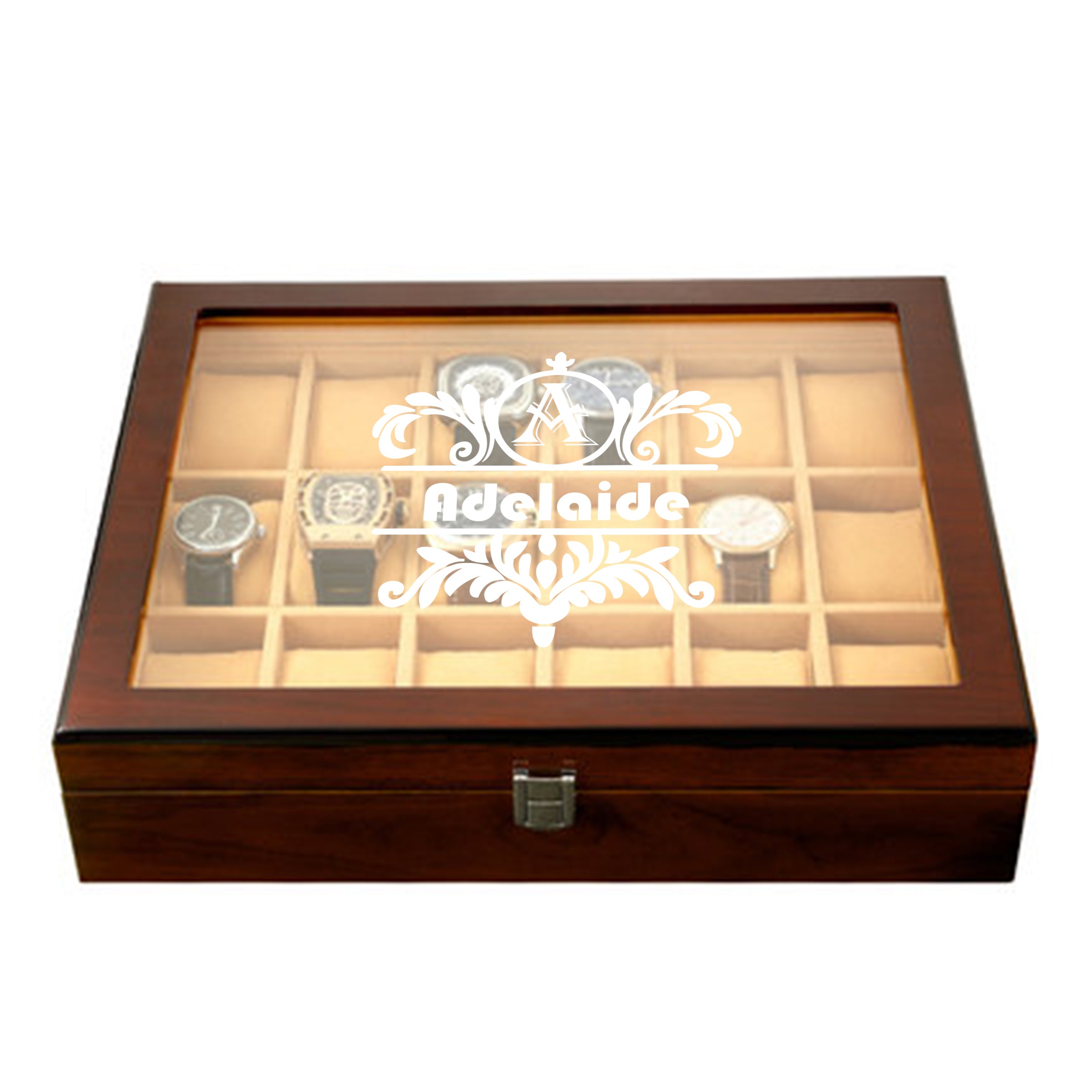 【家居系列】復古帶鎖多卡位手錶展示盒 客製玻璃手錶收納盒BG23-42