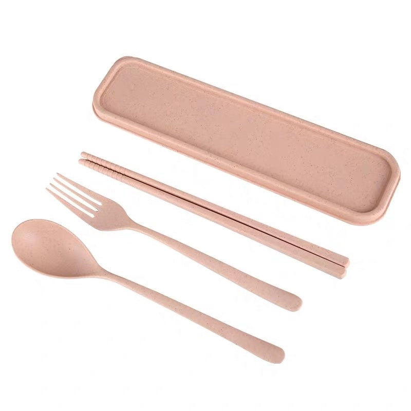 Wheat Straw Tableware Portable Box | 小麥秸稈筷勺叉食品級餐具三件套裝便攜盒裝BG17-11
