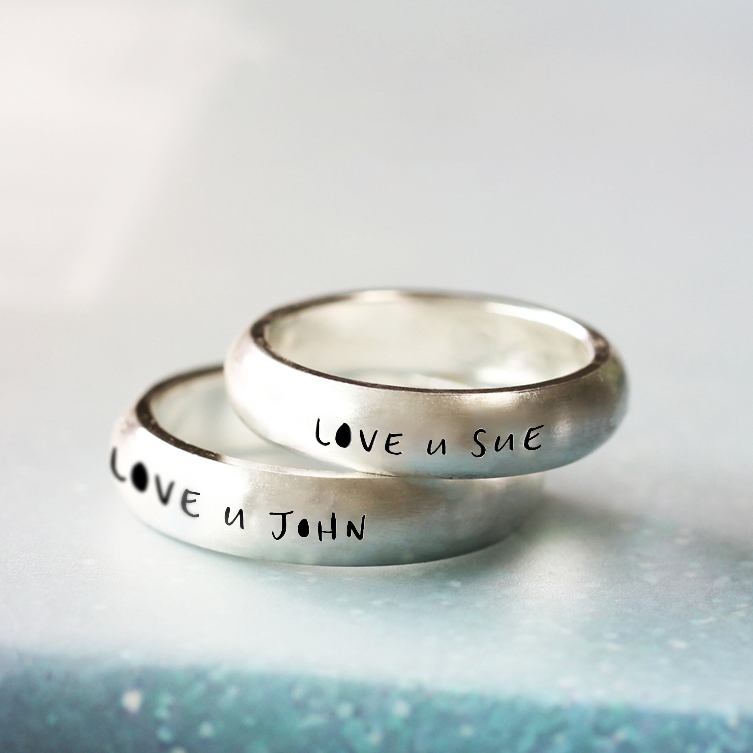 【情人節系列】DIY手繪塗鴉情侶對戒 純銀男女款訂製刻字BG33-25