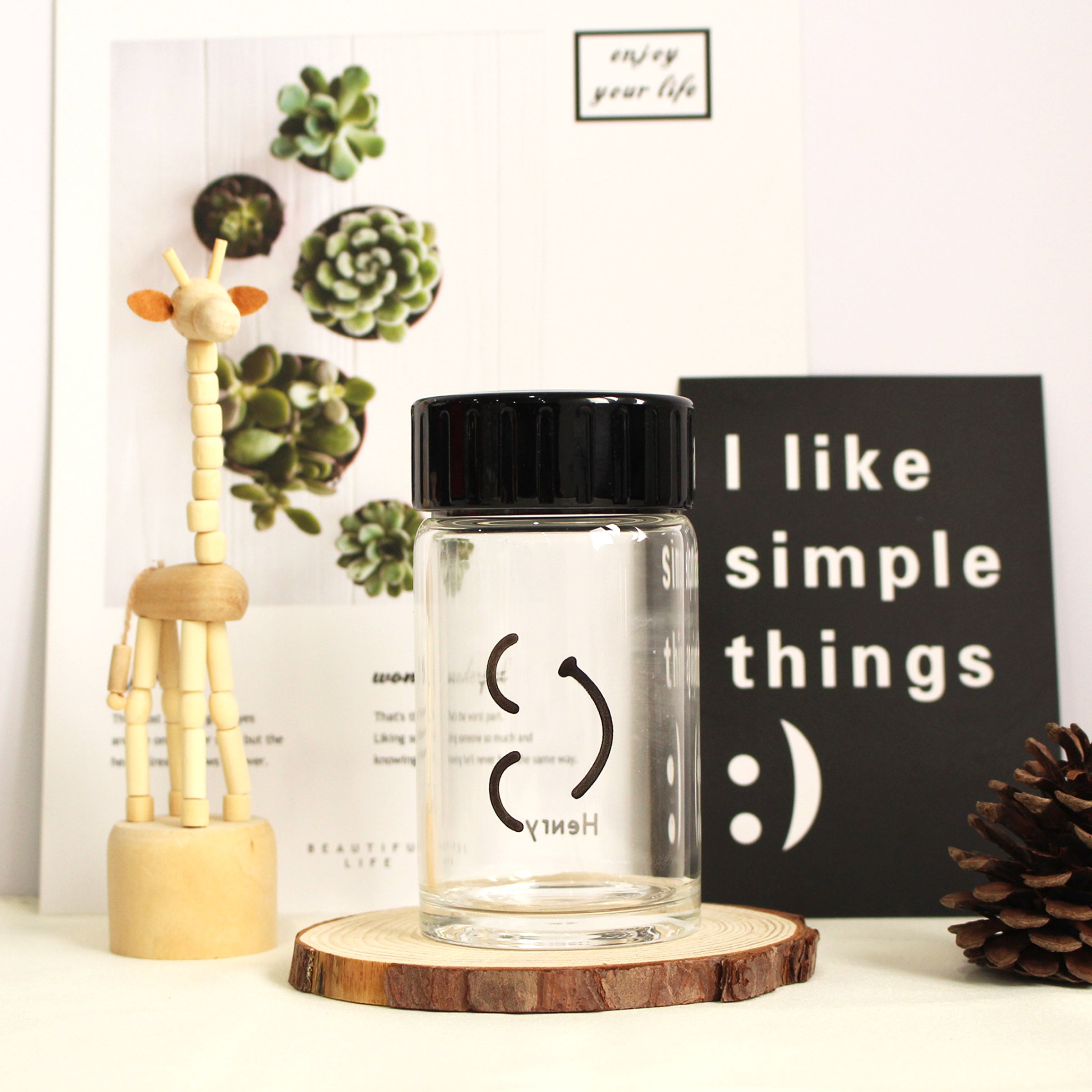 【校園風系列】迷你隨身便攜簡約訂製玻璃杯BG08-2