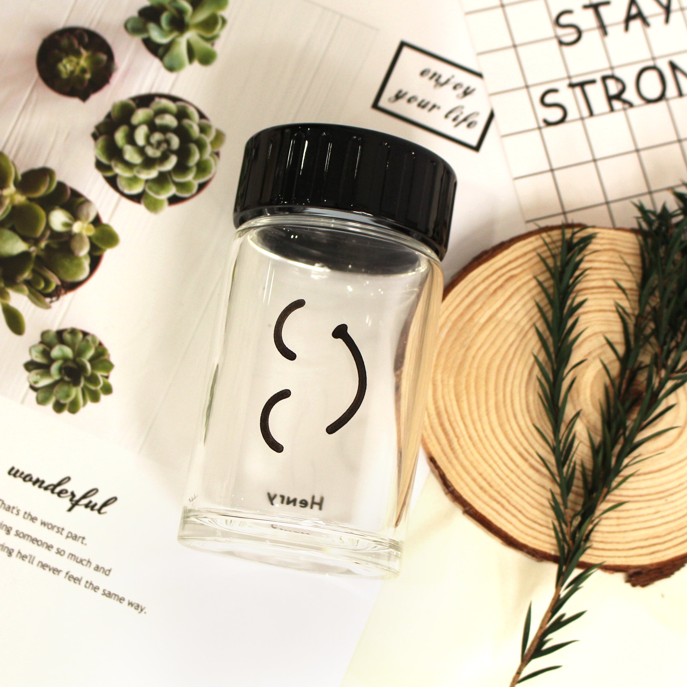 【校園風系列】迷你隨身便攜簡約訂製玻璃杯BG08-2