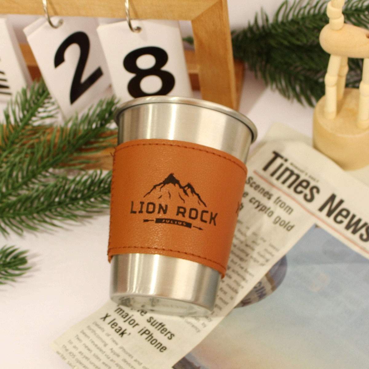 【行山系列】訂製304不鏽鋼皮套戶外露營杯BG04-6