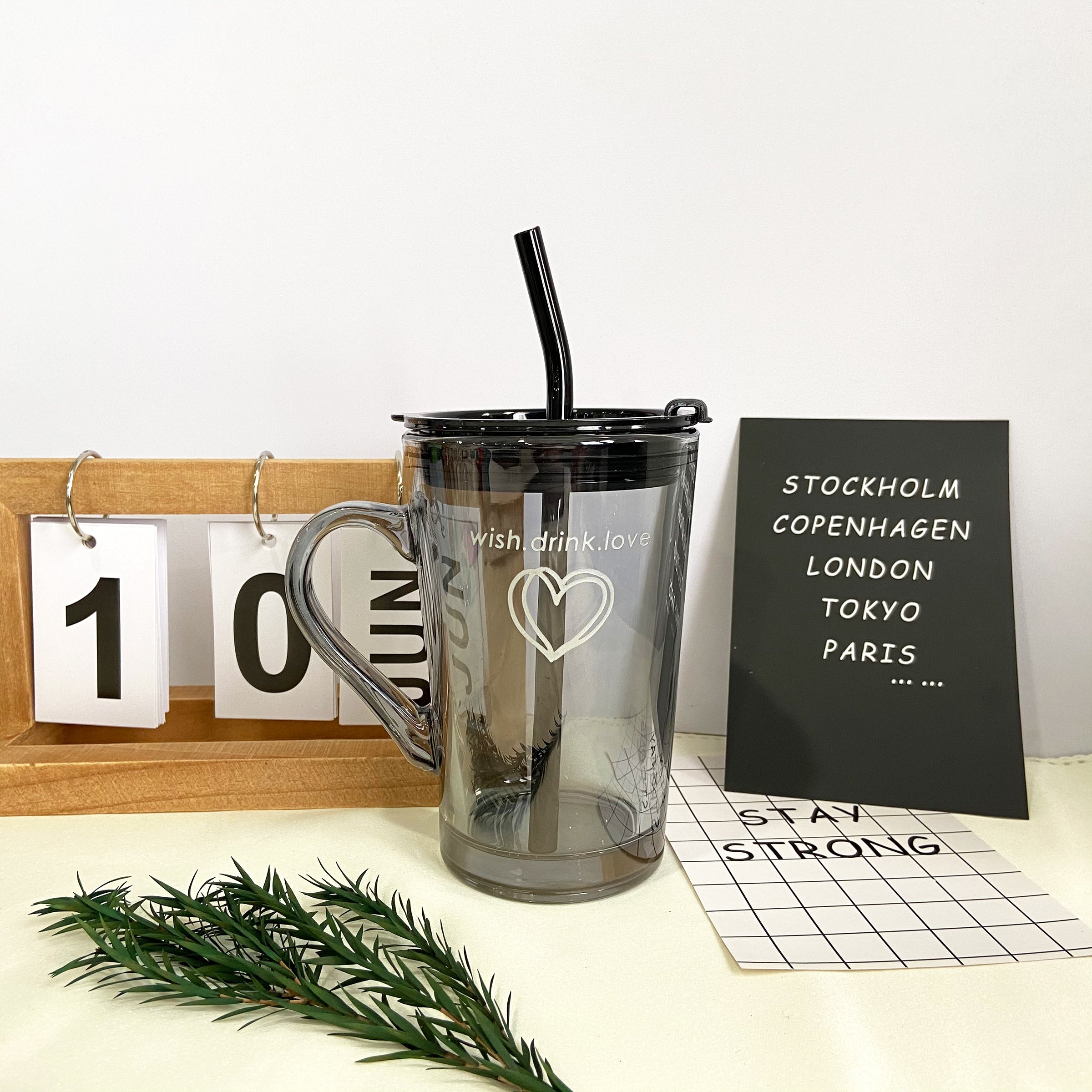 【校園風系列】北歐高顏值吸管把手馬克杯 情侶對杯BG08-1