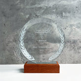 [Case Studies]Laureus | Solid Wood Base Round Crystal Trophy