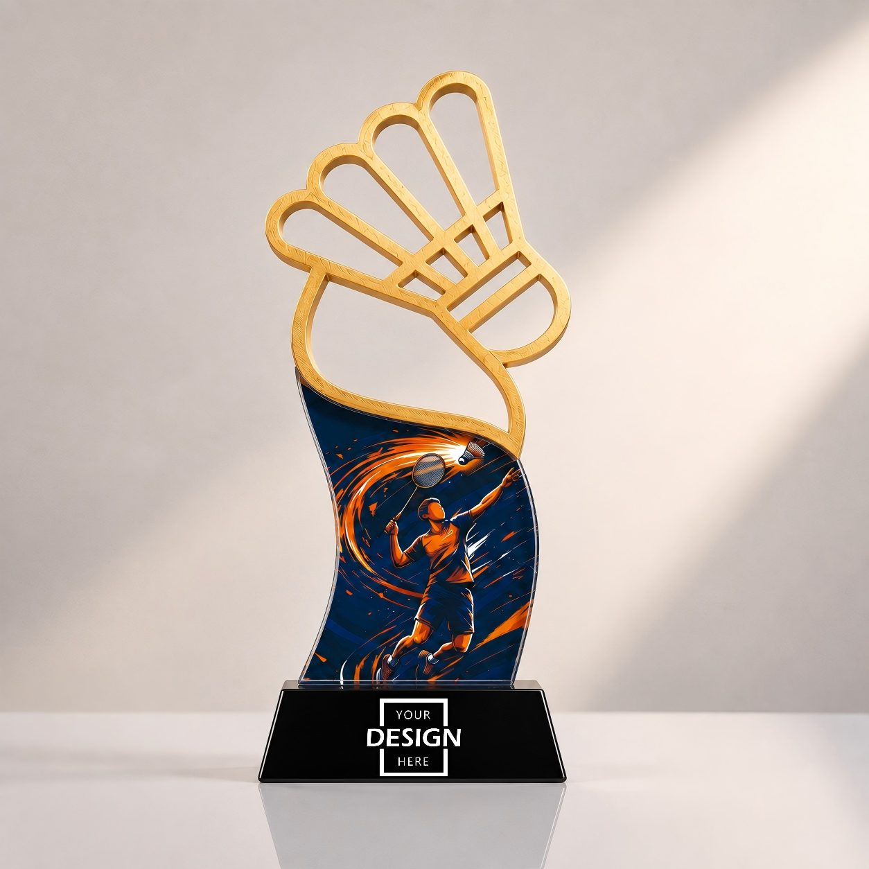 Personalized Crystal Trophy with 3D Printed Sport Emblem｜Engraved Base｜客製化水晶運動獎盃 3D立體金雕造型 可訂製賽事名稱與獎項