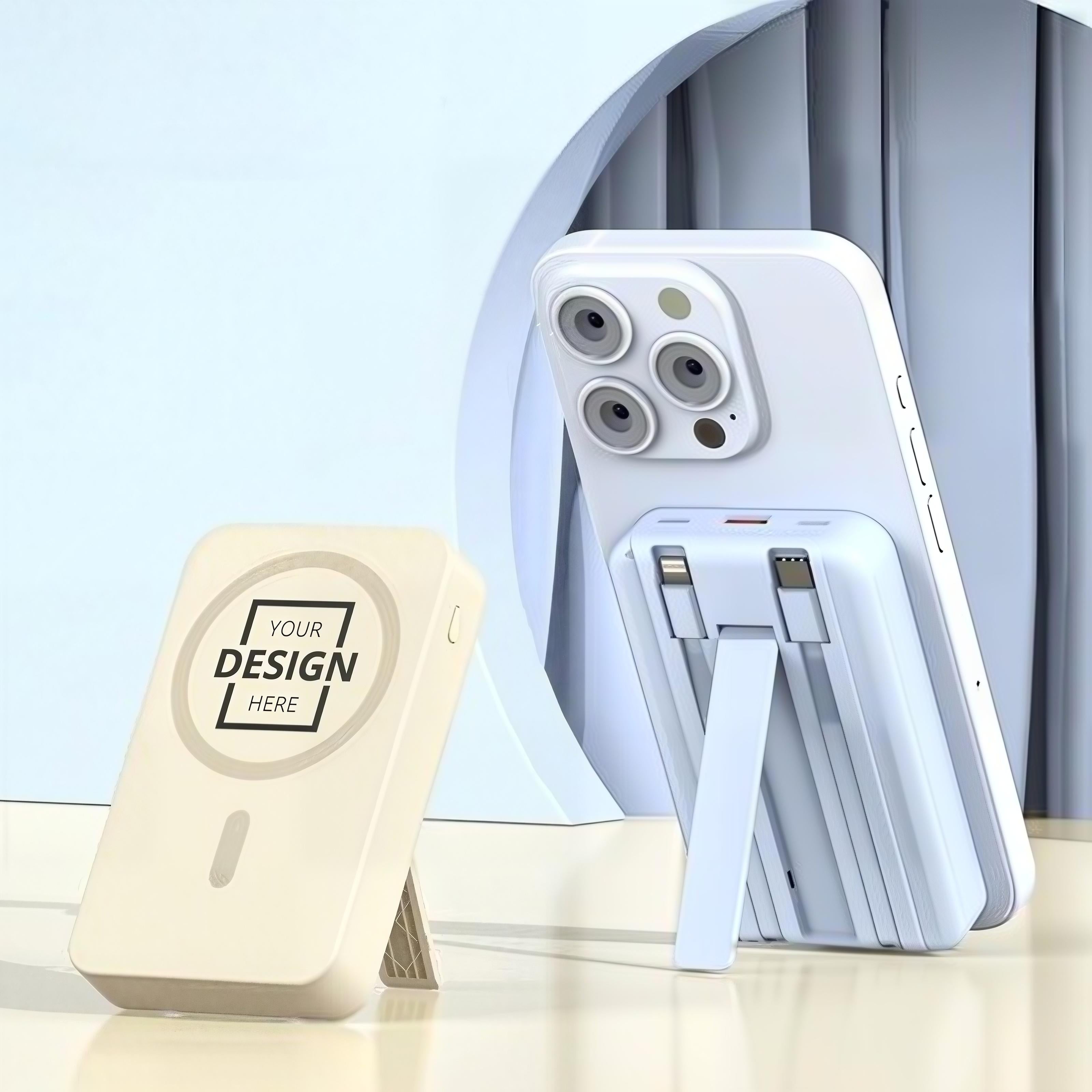 企業禮品訂製 磁吸大容量快充充電寶 無線快充+折疊支架 可訂製Logo