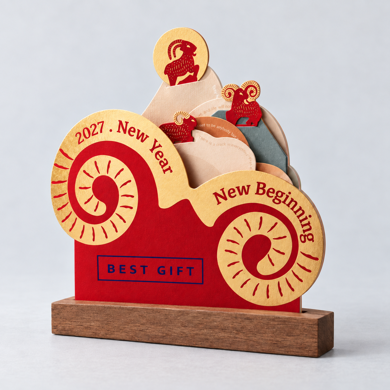 2027 Zodiac Goat Desktop Calendar with Custom Branding | 2027羊年造型座檯月曆 品牌訂製禮盒 客戶答謝禮品