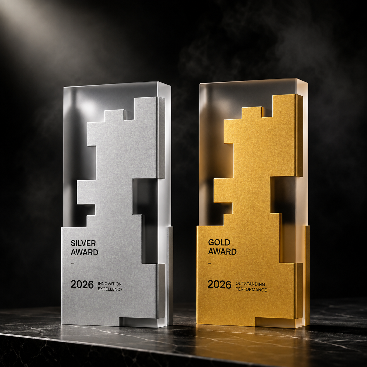 Custom Pixel Block Metal & Crystal Award Trophy｜客製化像素積木金屬水晶獎座 企業頒獎典禮活動比賽團體訂製