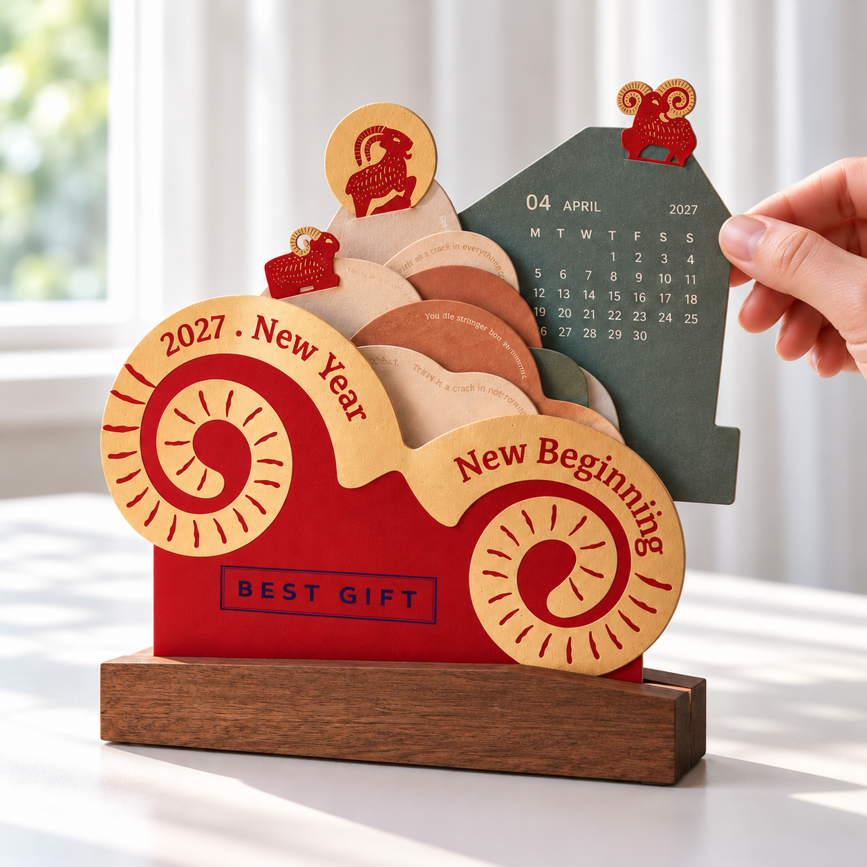2027 Zodiac Goat Desktop Calendar with Custom Branding | 2027羊年造型座檯月曆 品牌訂製禮盒 客戶答謝禮品