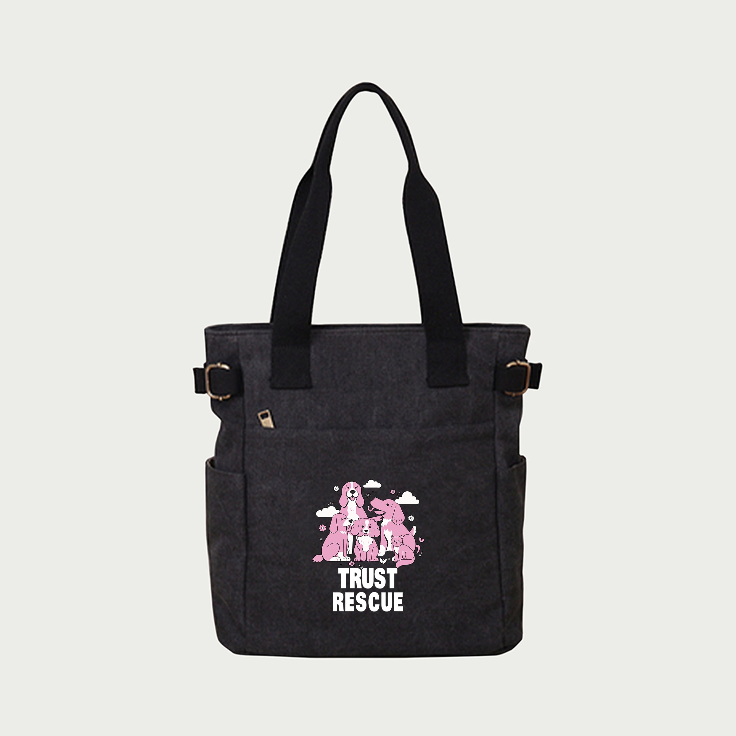 【Special Gift ×Literary Canvas Bag】貓狗圖案 日系純色帆布袋 文藝帆布包單肩大容量