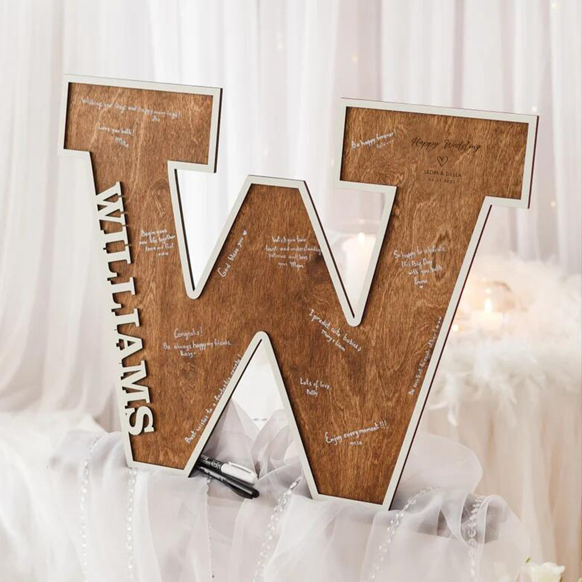 Wedding Tableware And Souvenirs | 定製木質簽到牌 婚禮週年生日慶祝字母簽到台