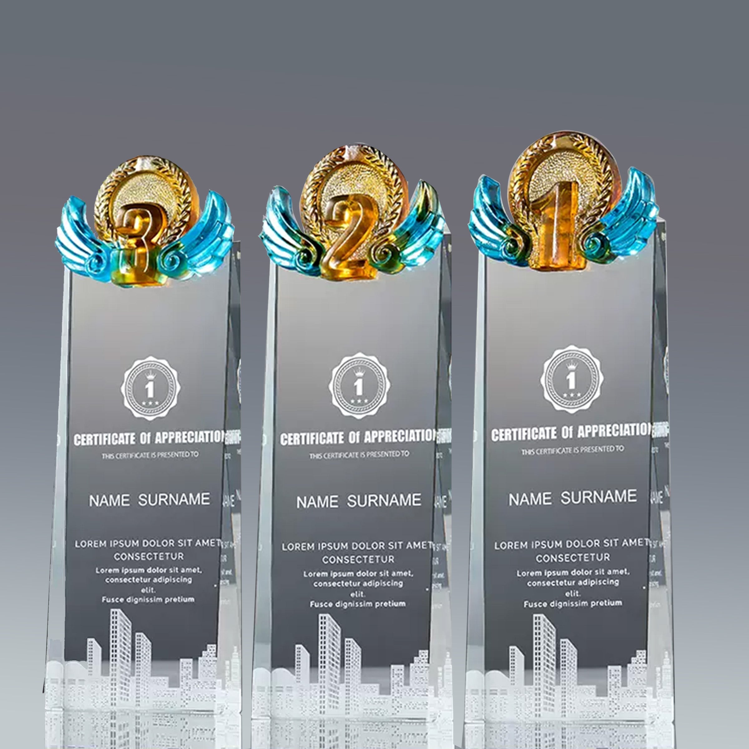 Creative Crystal Trophy | 貿易展會頒獎典禮羽翼水晶創意獎座