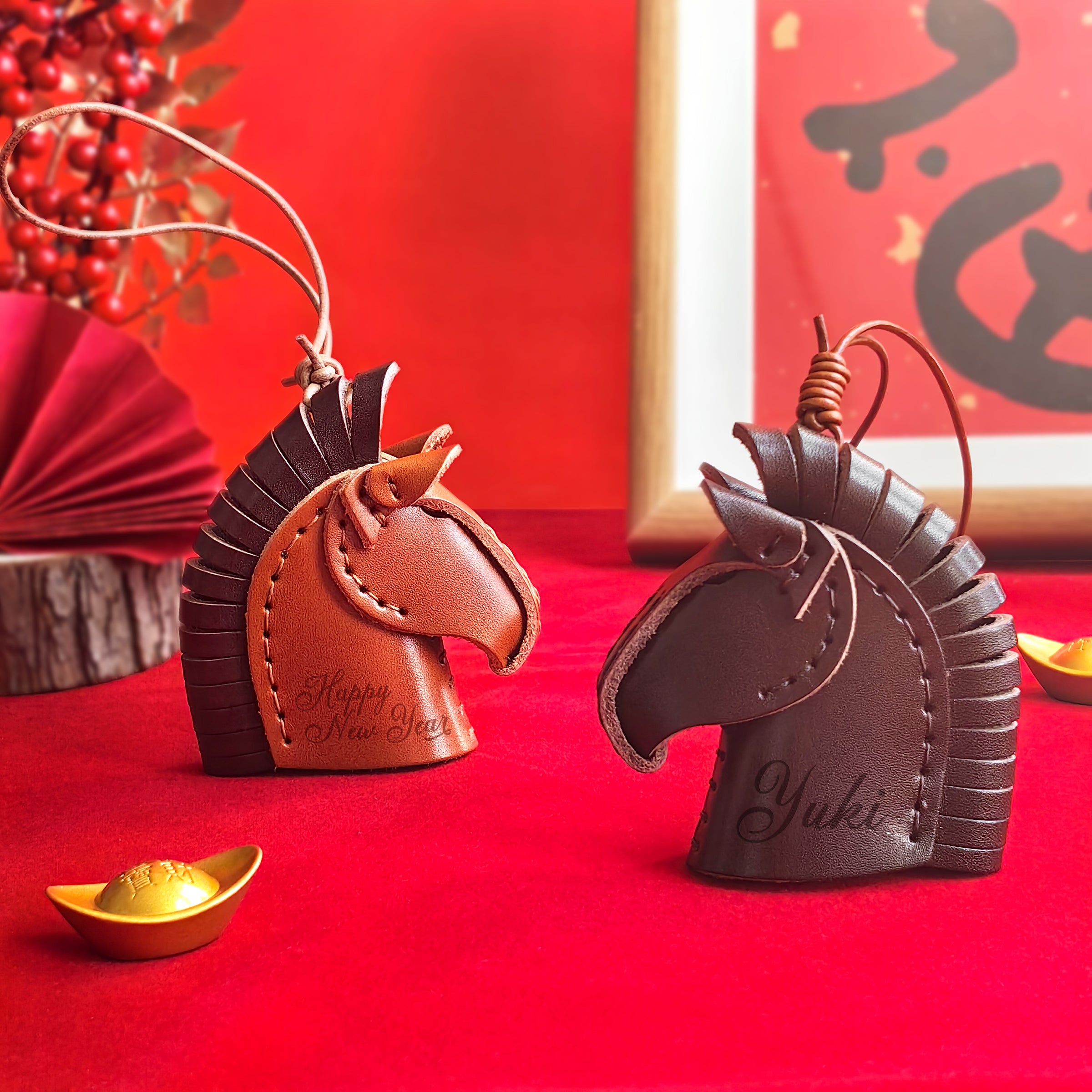 Customized New Year Pendant Gift | 2026新年馬頭皮質挂件 馬年鑰匙扣