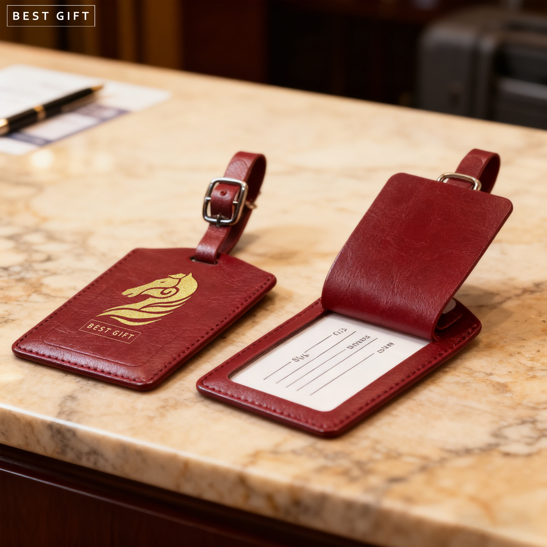 Customized New Year Luggage Tag| 新年马年高級感皮質行李牌 可訂制logo/文字