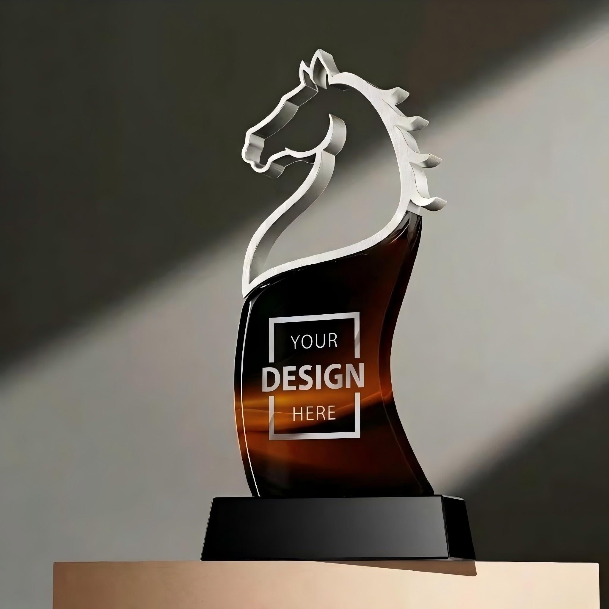 Customized year of horse creative crystal trophies to award outstanding employees | 客製化創意馬年水晶獎座頒獎典禮比賽獎盃