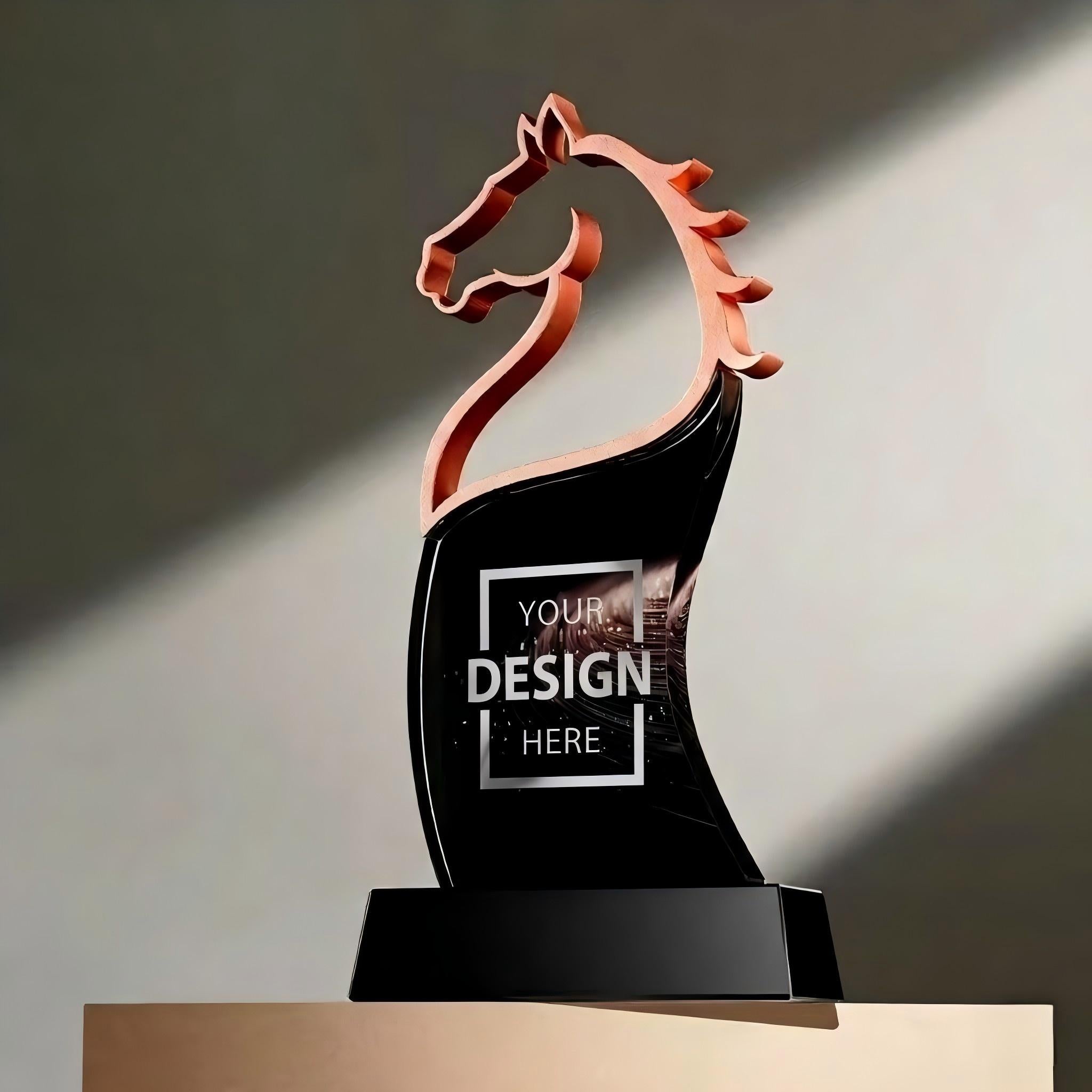 Customized year of horse creative crystal trophies to award outstanding employees | 客製化創意馬年水晶獎座頒獎典禮比賽獎盃