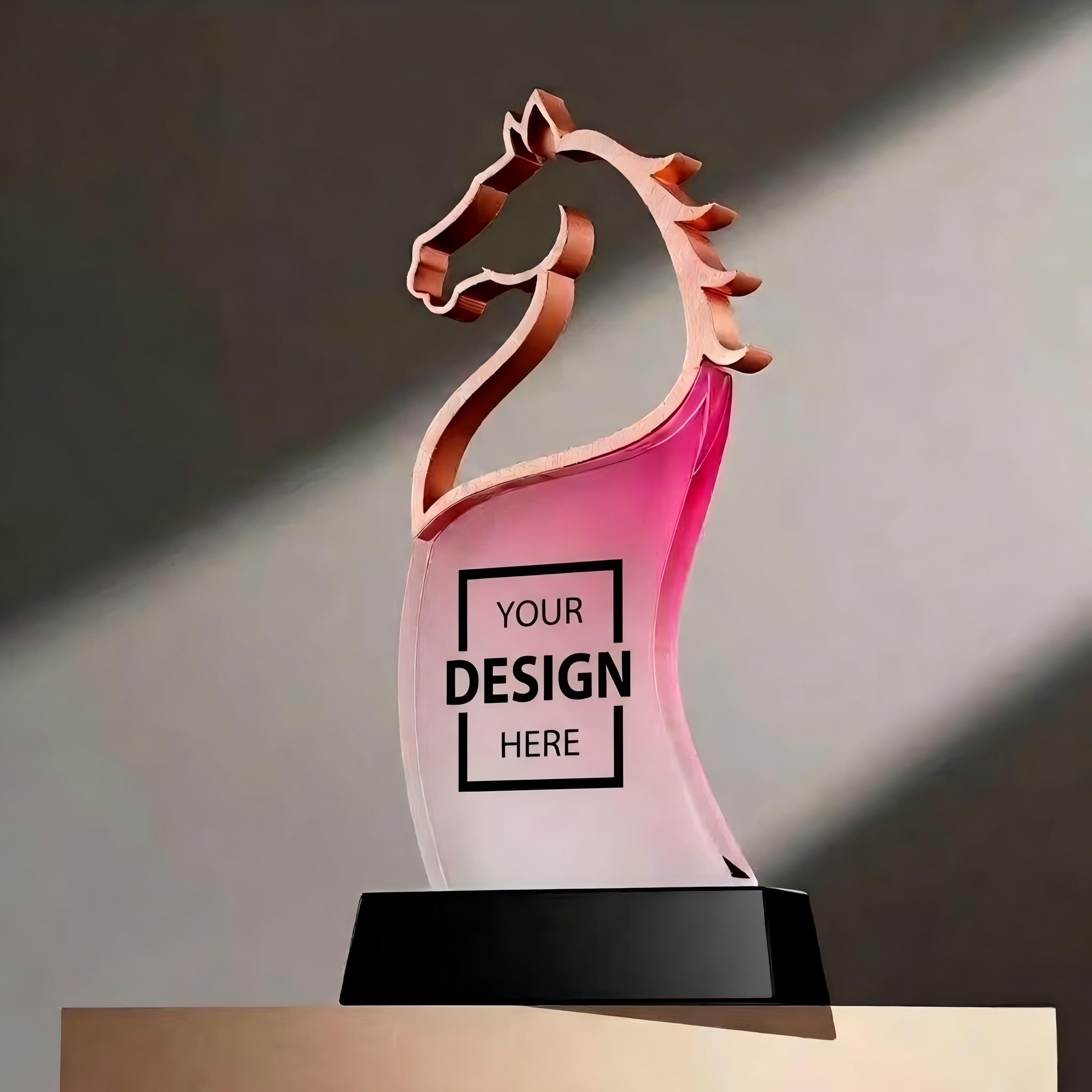 Customized year of horse creative crystal trophies to award outstanding employees | 客製化創意馬年水晶獎座頒獎典禮比賽獎盃