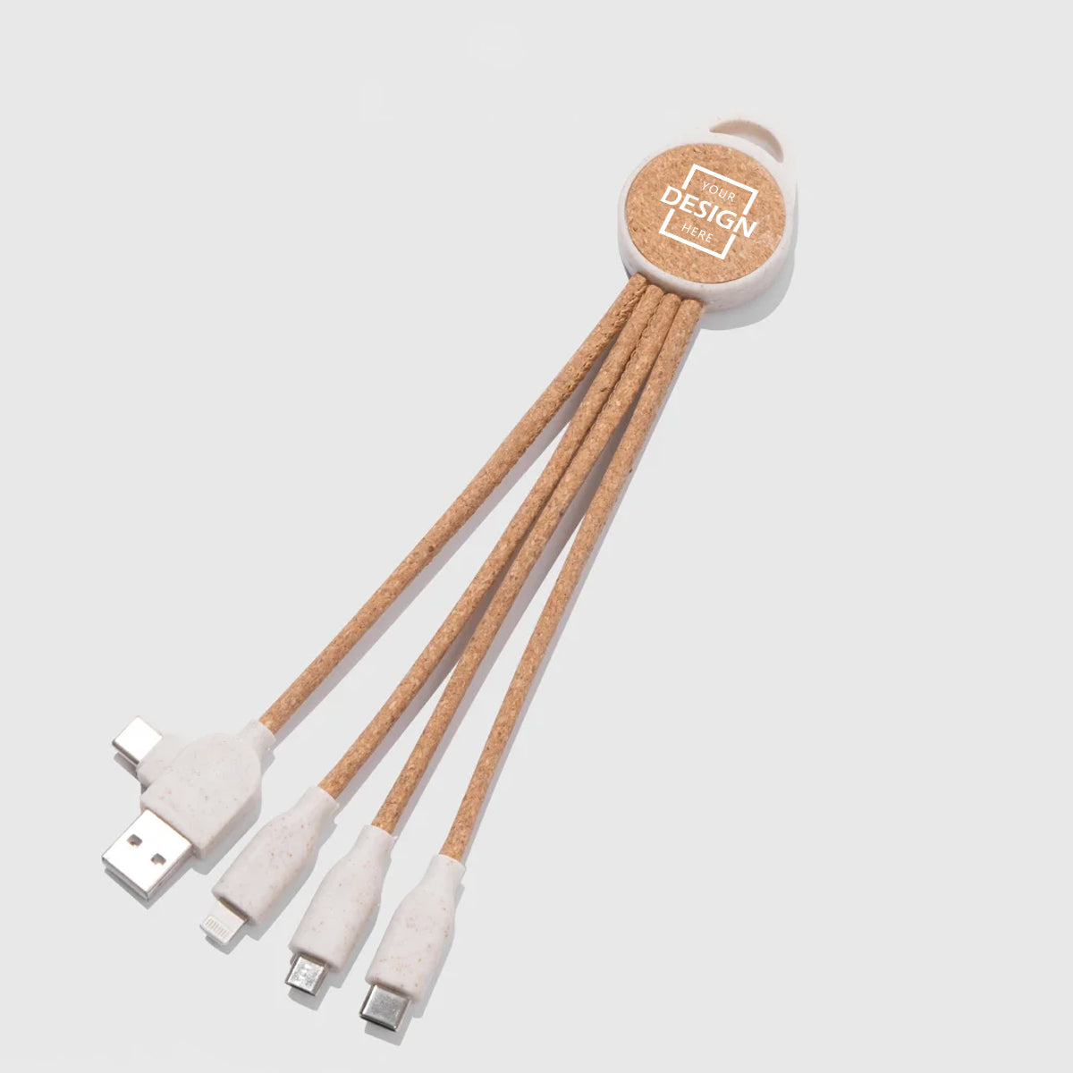 【定製】企業禮品首選 麥稈+軟木充電線 五合一多功能 相容iPhone/Android/USB-C