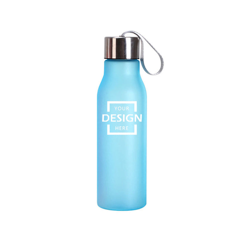 High quality custom plastic cup Seven-color optional Sports portable RPET outdoor water bottle with lift cord