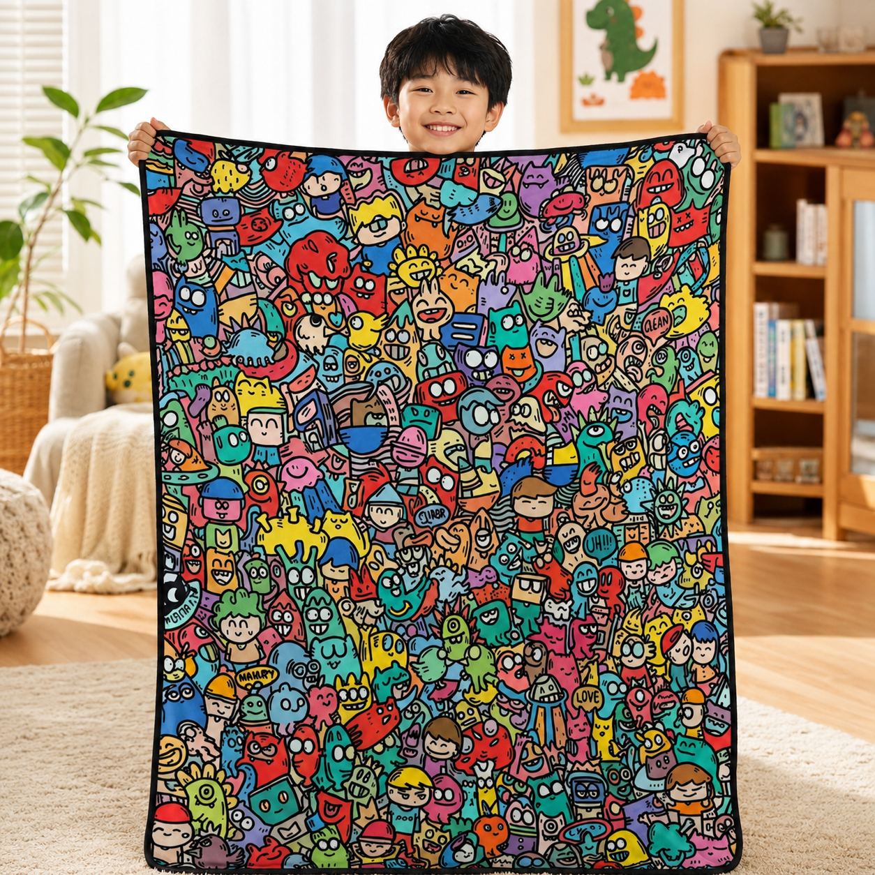 Customized Coloring Doodle Blanket DIY Paint Fill-in Soft Throw Kids Adults Creative Drawing Mat｜可定制塗鴉填色毯 DIY手繪解壓蓋毯 大人小朋友創意填色毛毯