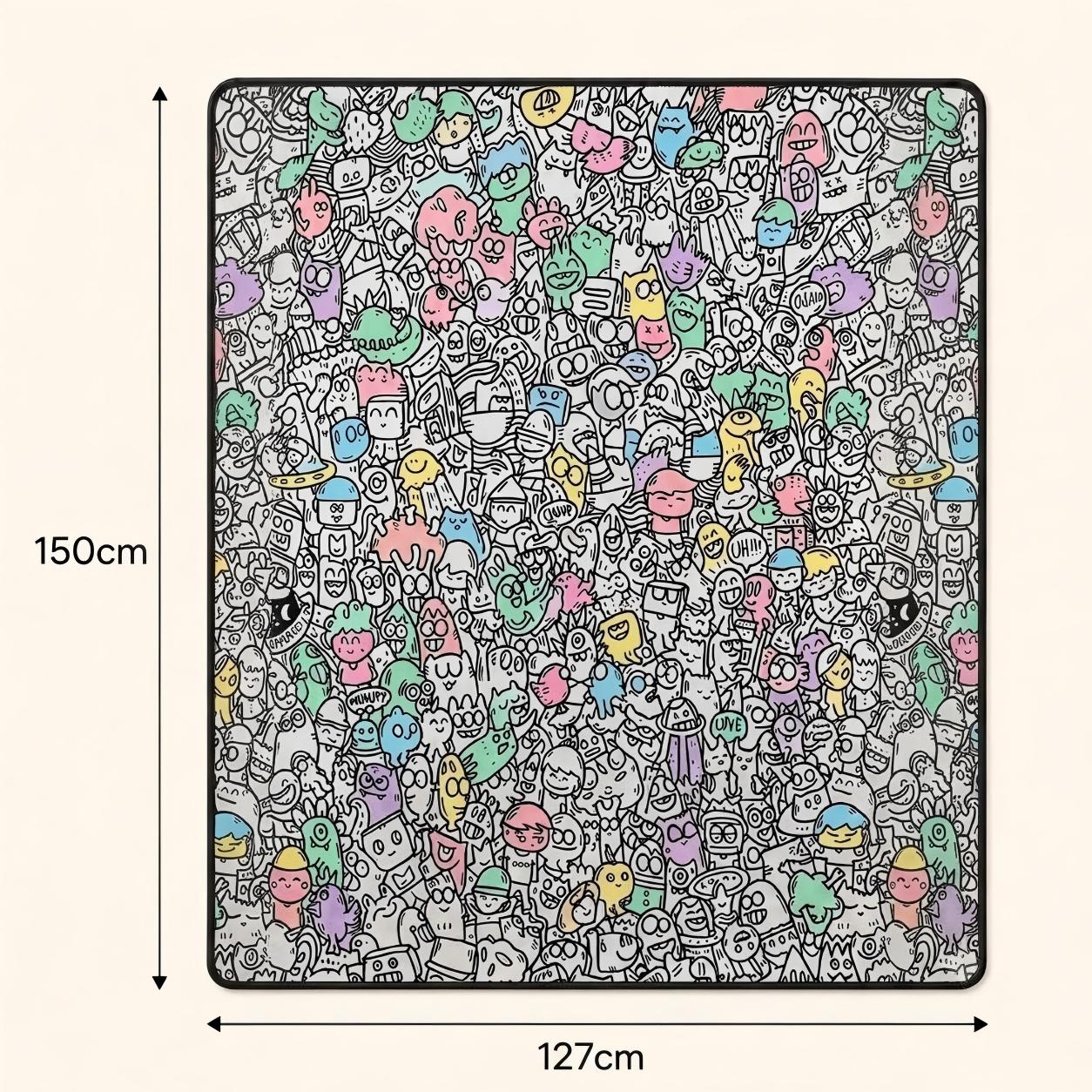 Customized Coloring Doodle Blanket DIY Paint Fill-in Soft Throw Kids Adults Creative Drawing Mat｜可定制塗鴉填色毯 DIY手繪解壓蓋毯 大人小朋友創意填色毛毯