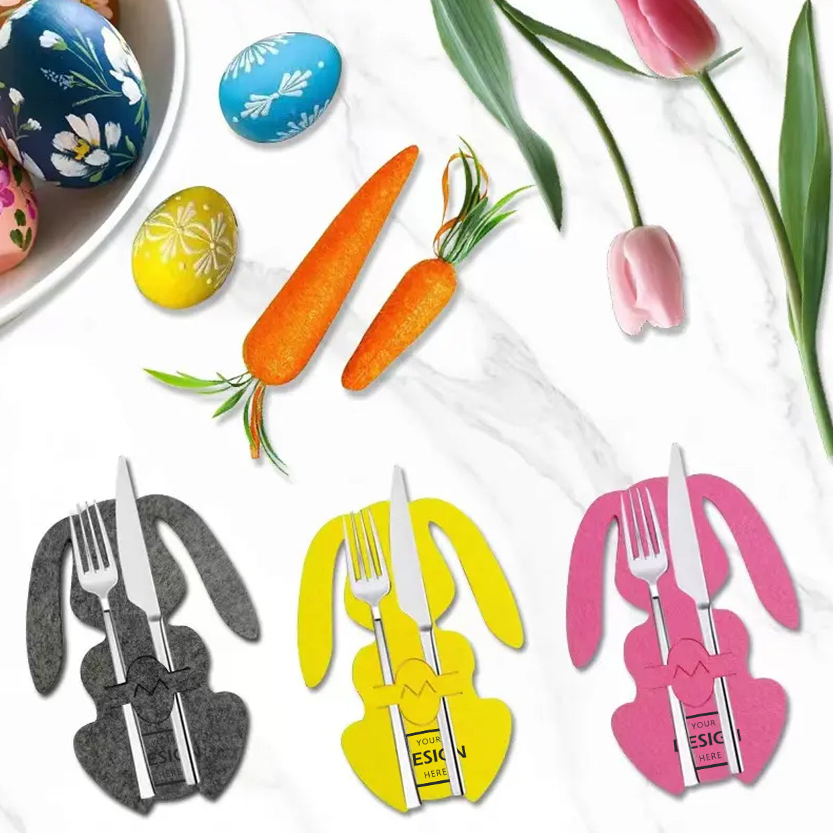 Easter 毛氈材質餐具袋（刀叉袋）客製化logo 商務禮品 晚宴禮品 晚宴裝飾 BG23-225