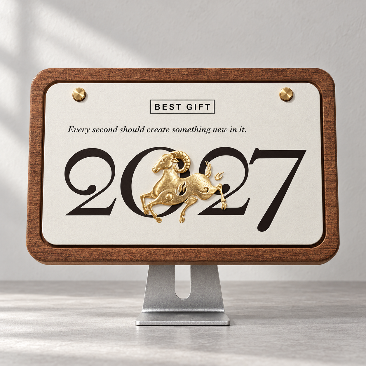 2027 Monitor-Style Desk Calendar with Golden Goat Detail | 2027金羊電腦造型檯曆 新年桌面擺設 企業訂製禮品