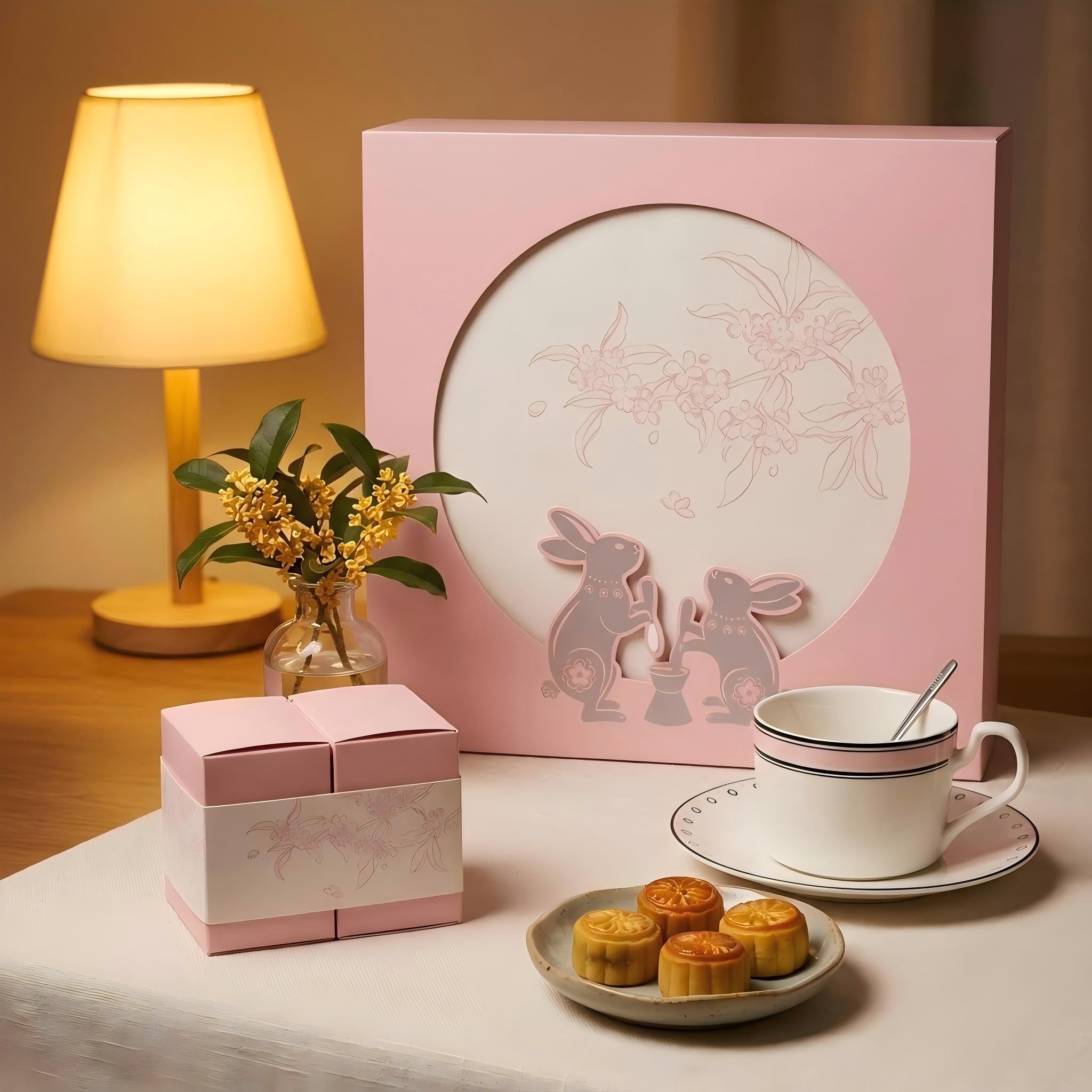 Customized Mid-Autumn Western Tea Set & Mooncake Gift Box Ceramic Mug Saucer Spoon Corporate Festival Gift｜中秋西式茶具月餅訂製禮盒 陶瓷馬克杯碟匙套裝 企業節慶送禮