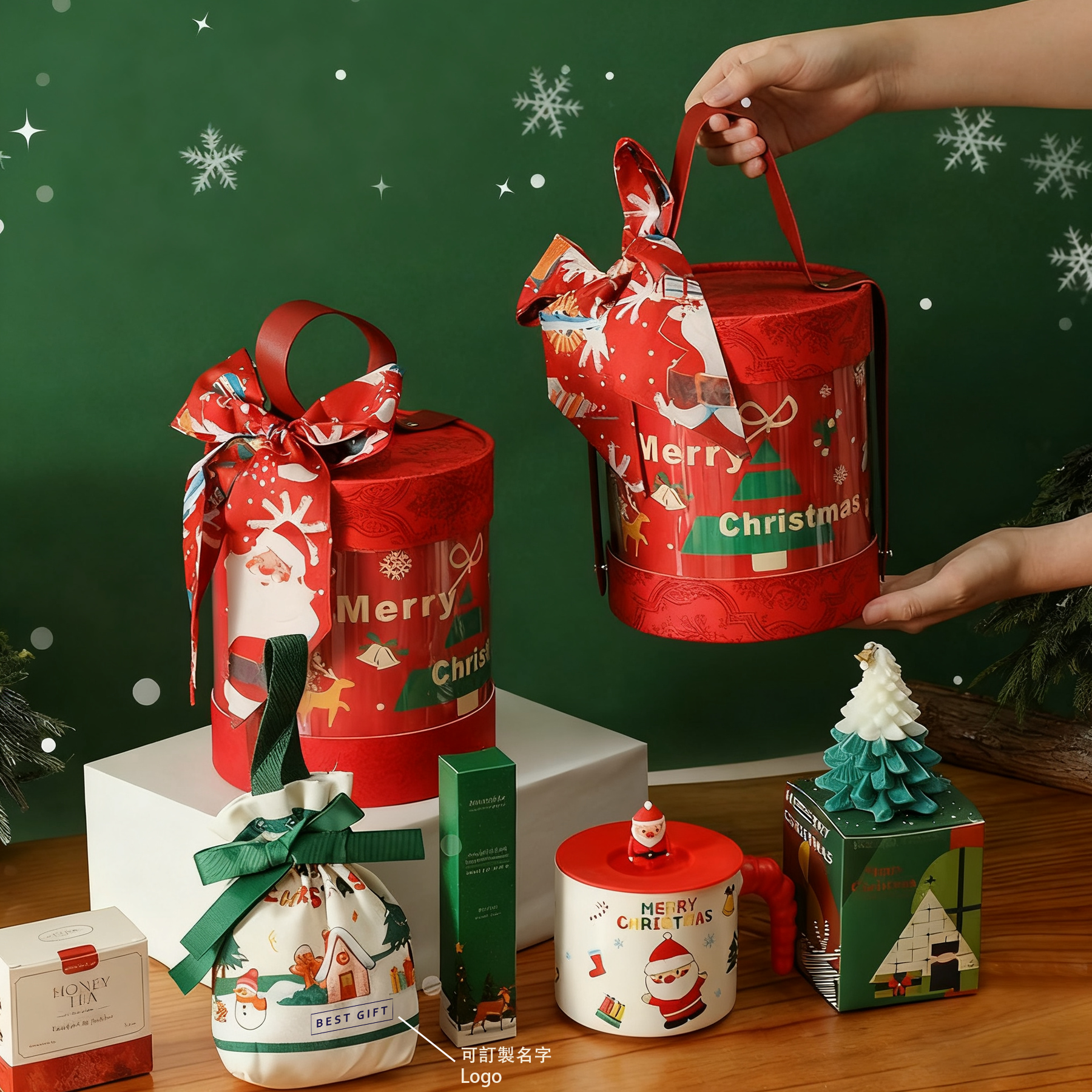 Customized Christmas Hug Basket | 訂製聖誕抱抱桶伴手禮 禮品套裝 交換禮物 公司送員工 BG30-58