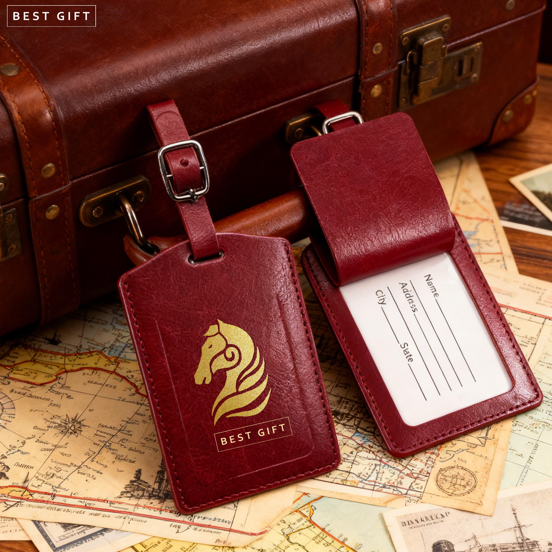 Customized New Year Luggage Tag| 新年马年高級感皮質行李牌 可訂制logo/文字