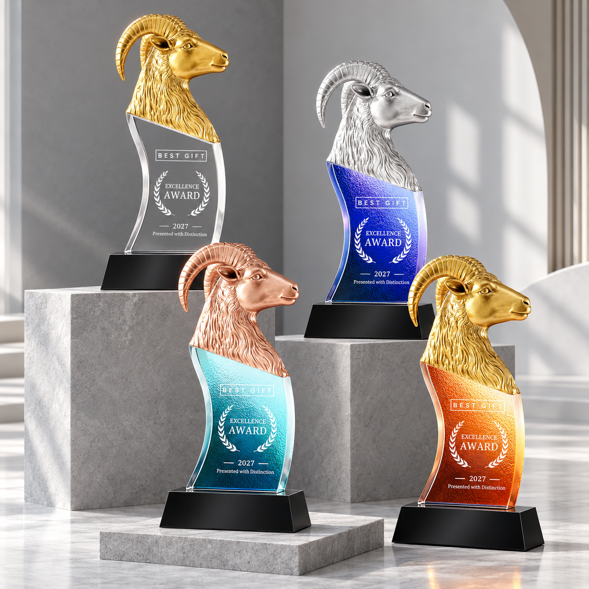 Sculpted Ram Head Award Trophy with Custom Branding | 立體羊頭造型獎杯 企業年度頒獎 傑出員工及合作夥伴嘉許禮品