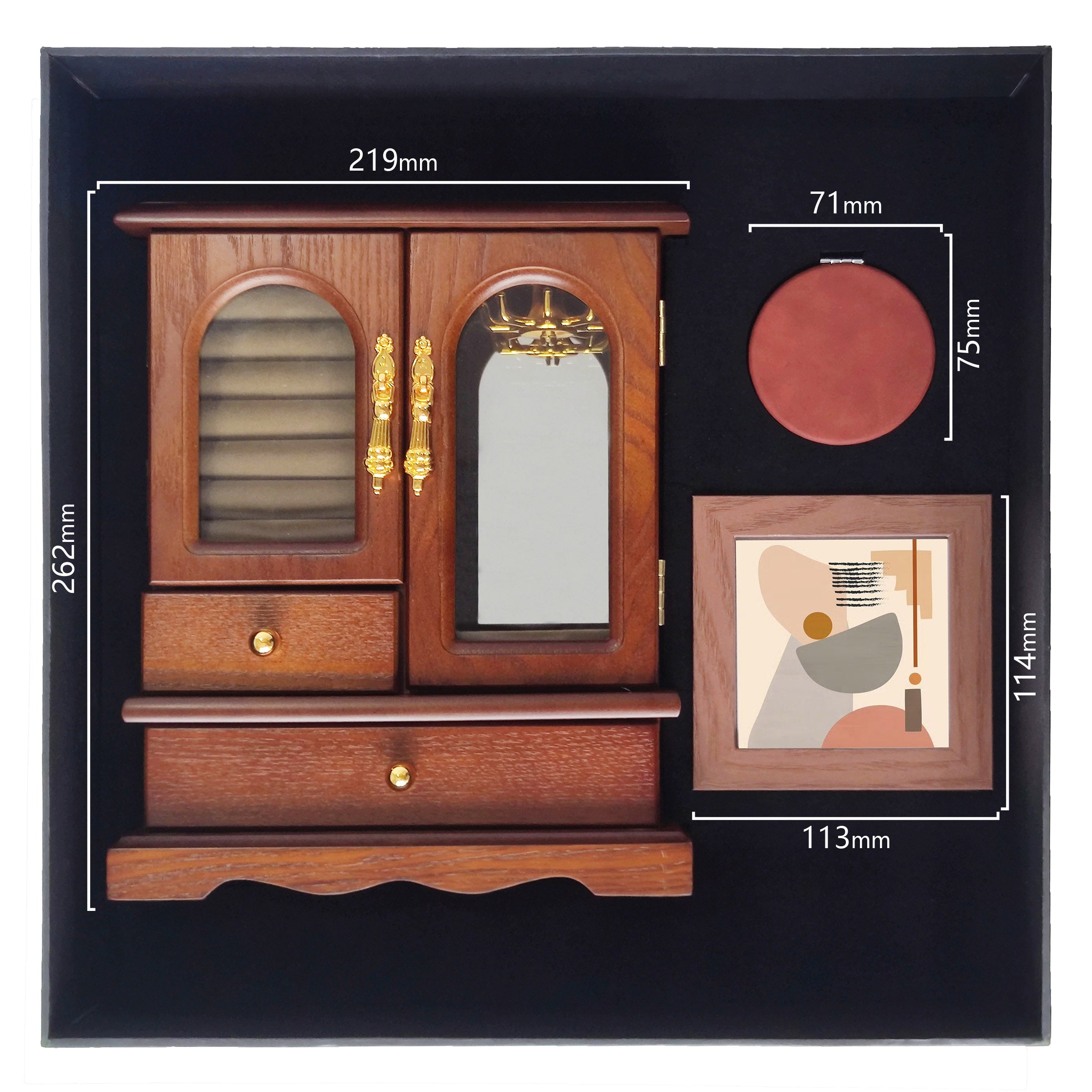Vintage Wooden Jewelry Box Set