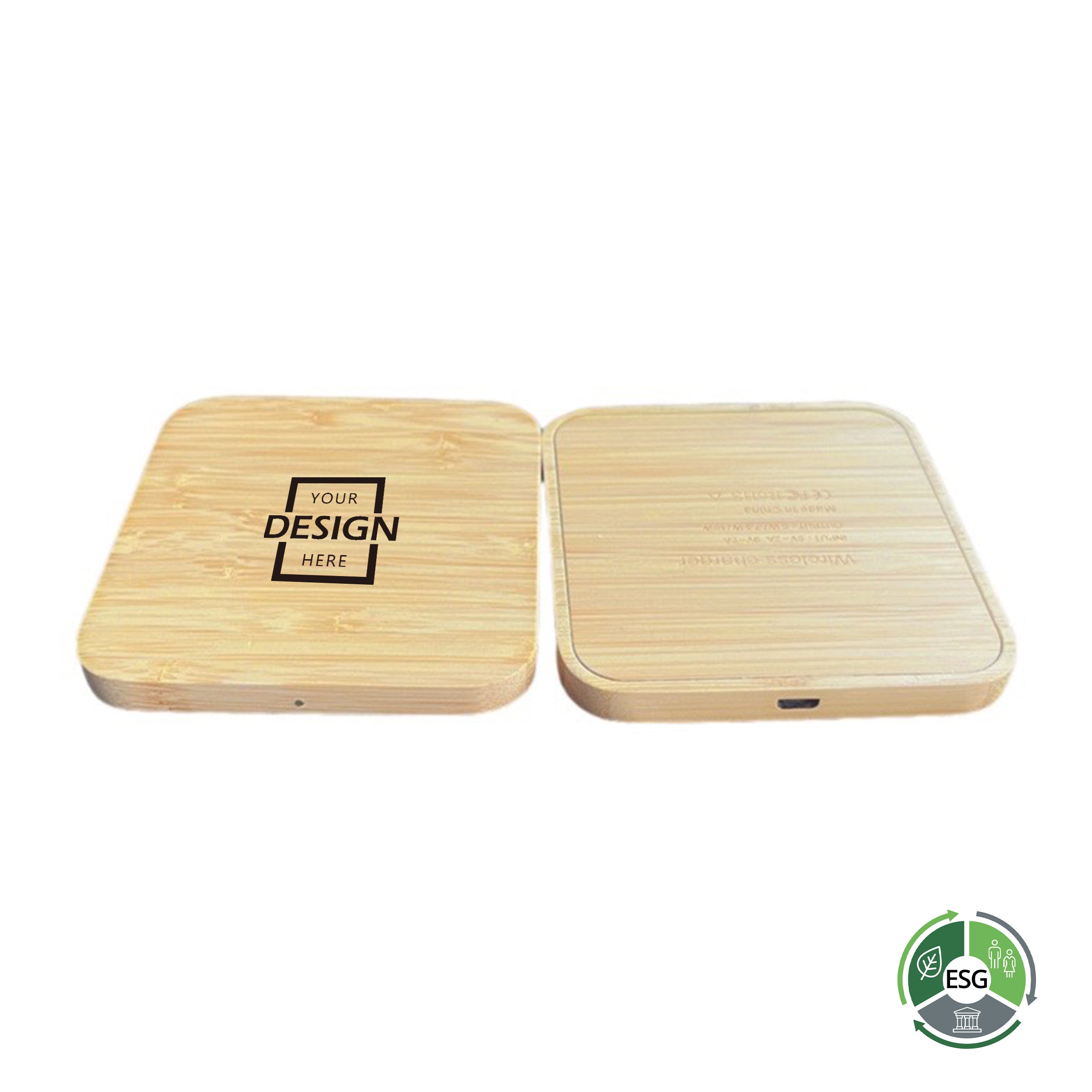 Square Bamboo Wood Wireless Charger | 環保定制方形竹木無線充