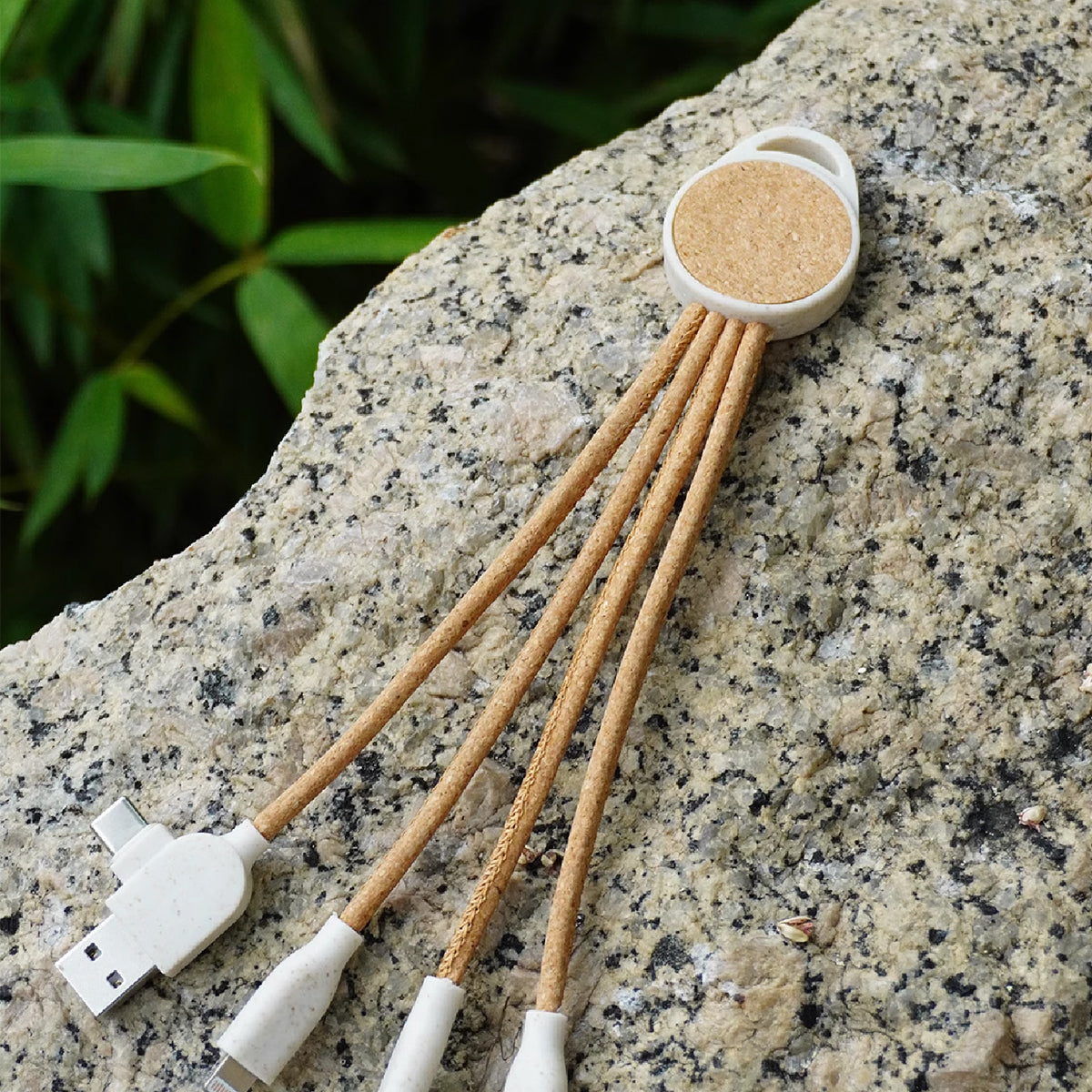 【定製】企業禮品首選 麥稈+軟木充電線 五合一多功能 相容iPhone/Android/USB-C