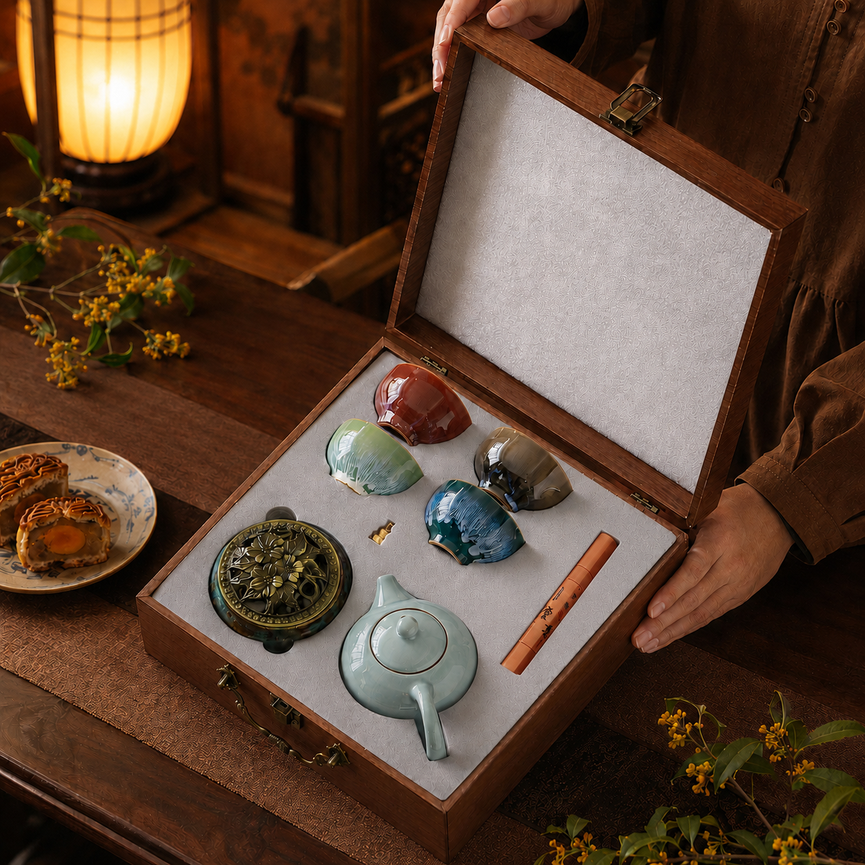 Customized Mid-Autumn Tea Set Gift Box Chinese Teaware Festival Corporate Gift Ceramic Teapot Cup Set｜中秋茶具套裝訂製禮盒 中式茶器伴手禮 企業節慶送禮陶瓷茶具套裝