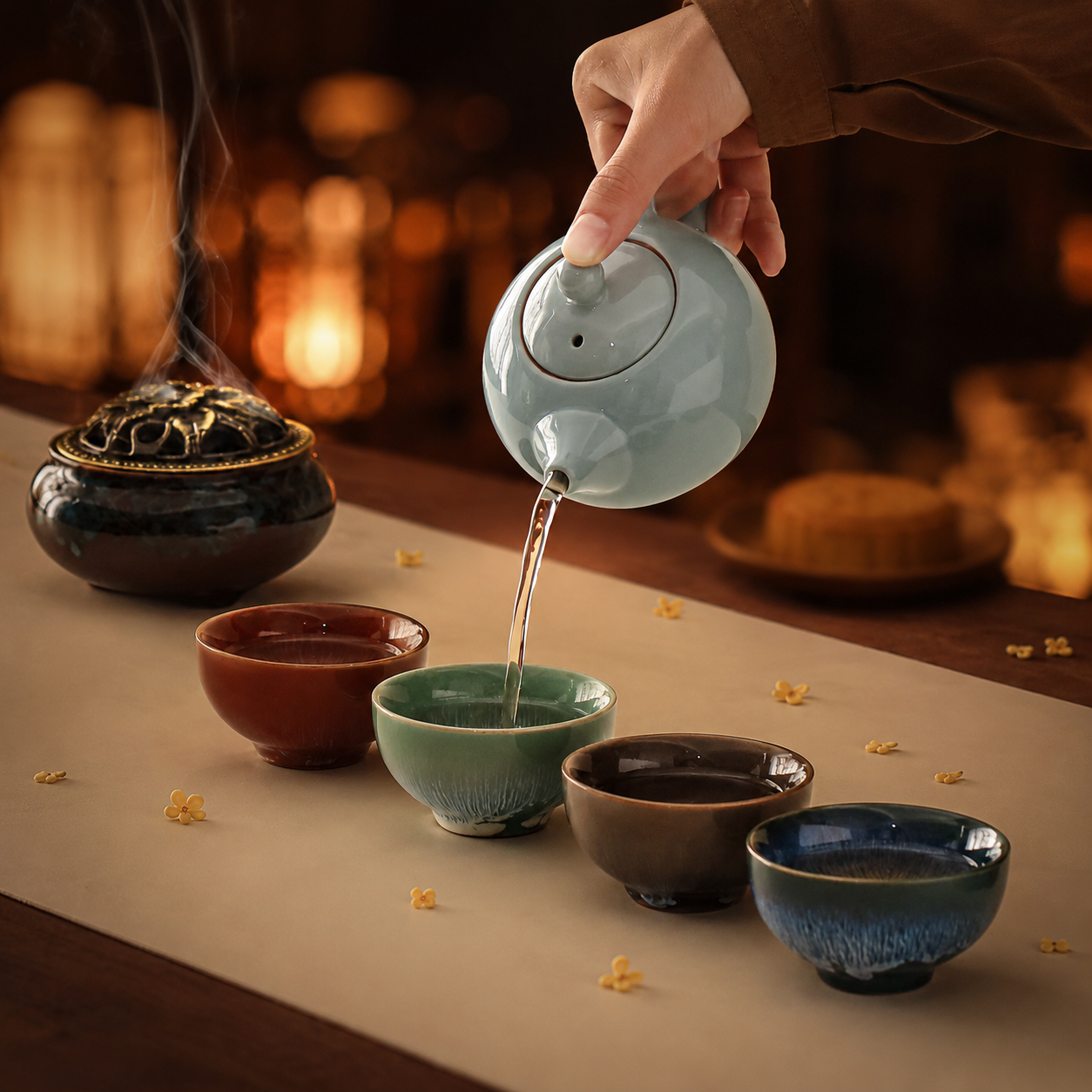 Customized Mid-Autumn Tea Set Gift Box Chinese Teaware Festival Corporate Gift Ceramic Teapot Cup Set｜中秋茶具套裝訂製禮盒 中式茶器伴手禮 企業節慶送禮陶瓷茶具套裝